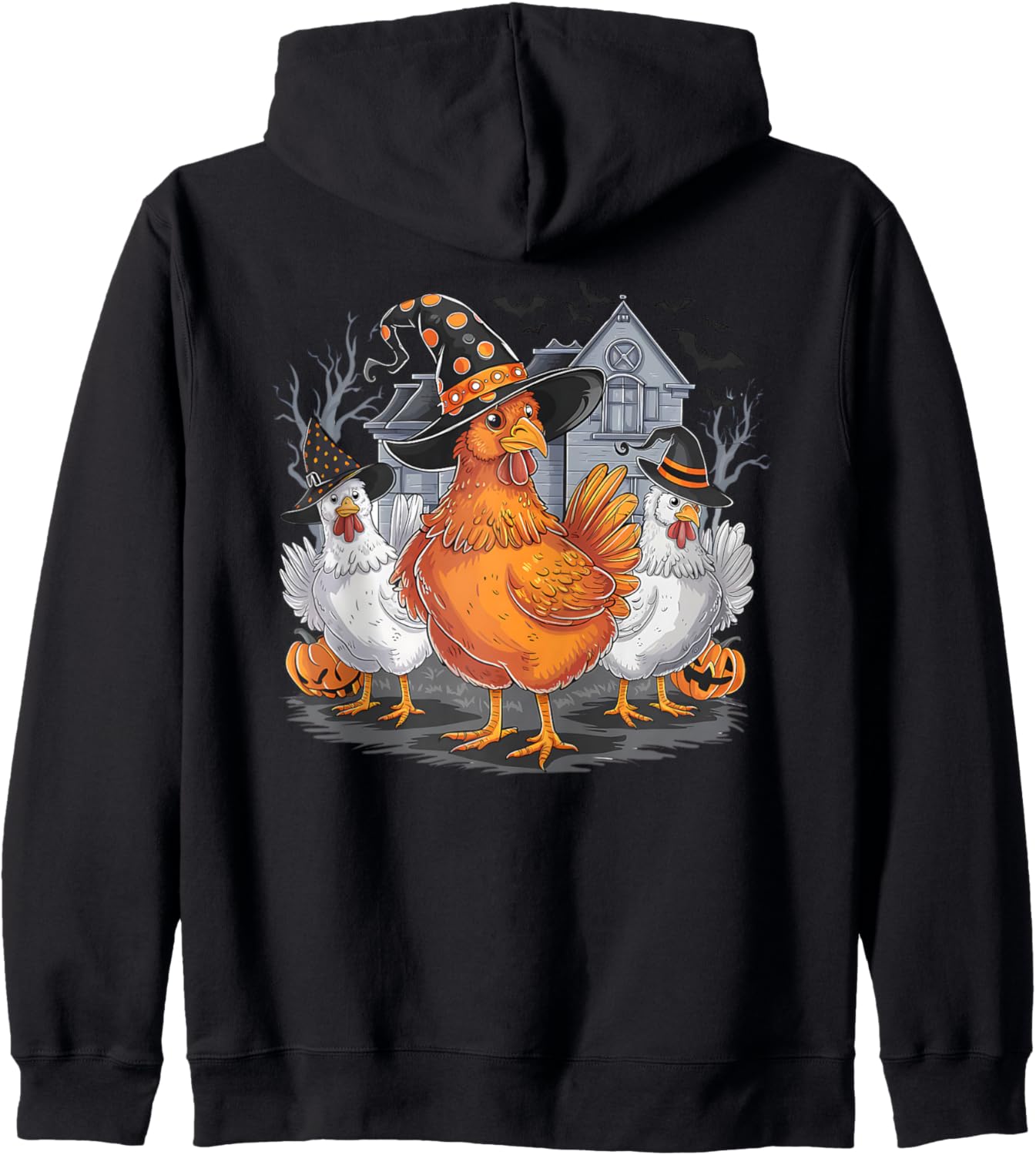 Chickens Witch Halloween Costume Spooky Chicken Halloween Zip Hoodie