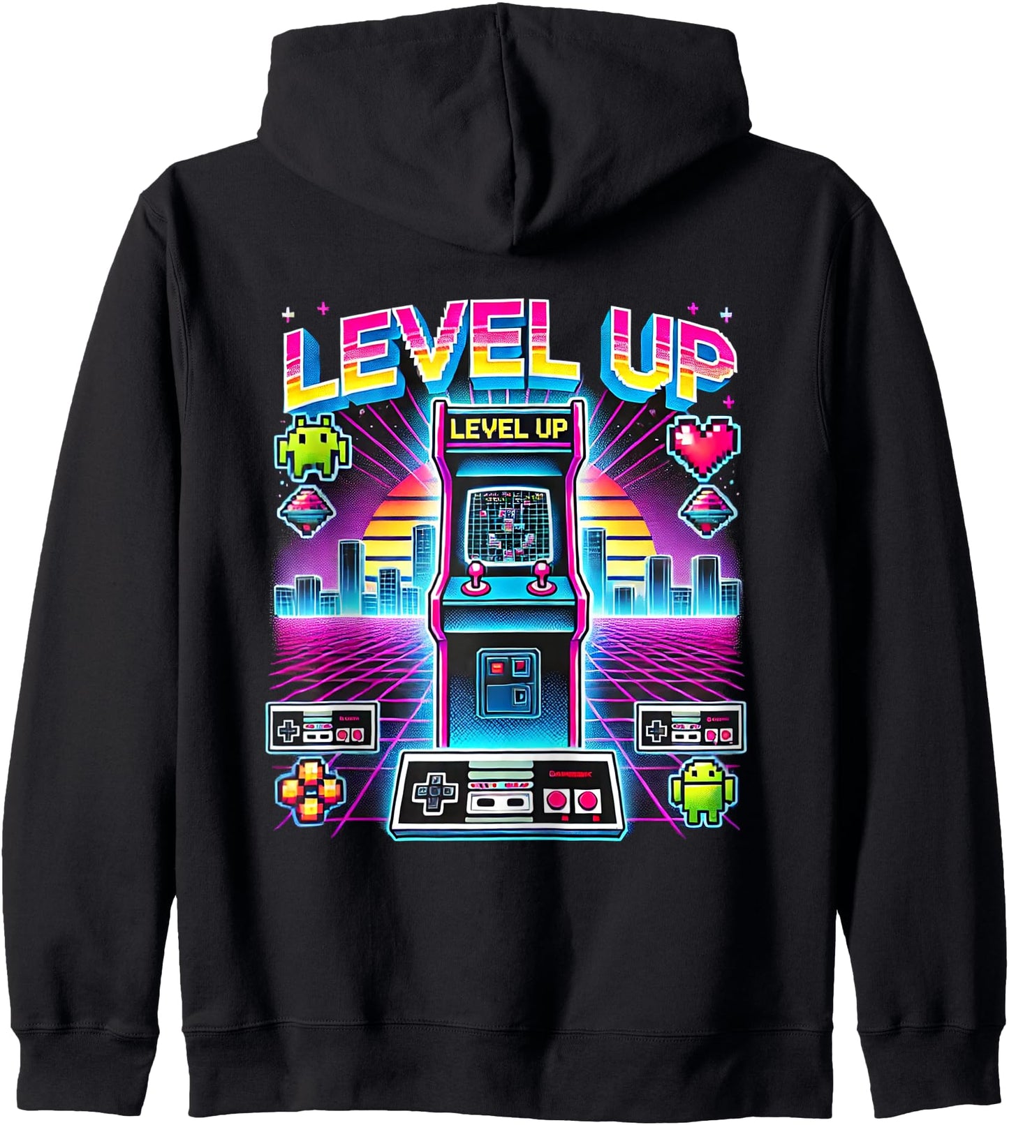 Level-Up for Gamers Nostalgic Retro Arcade Zip Hoodie
