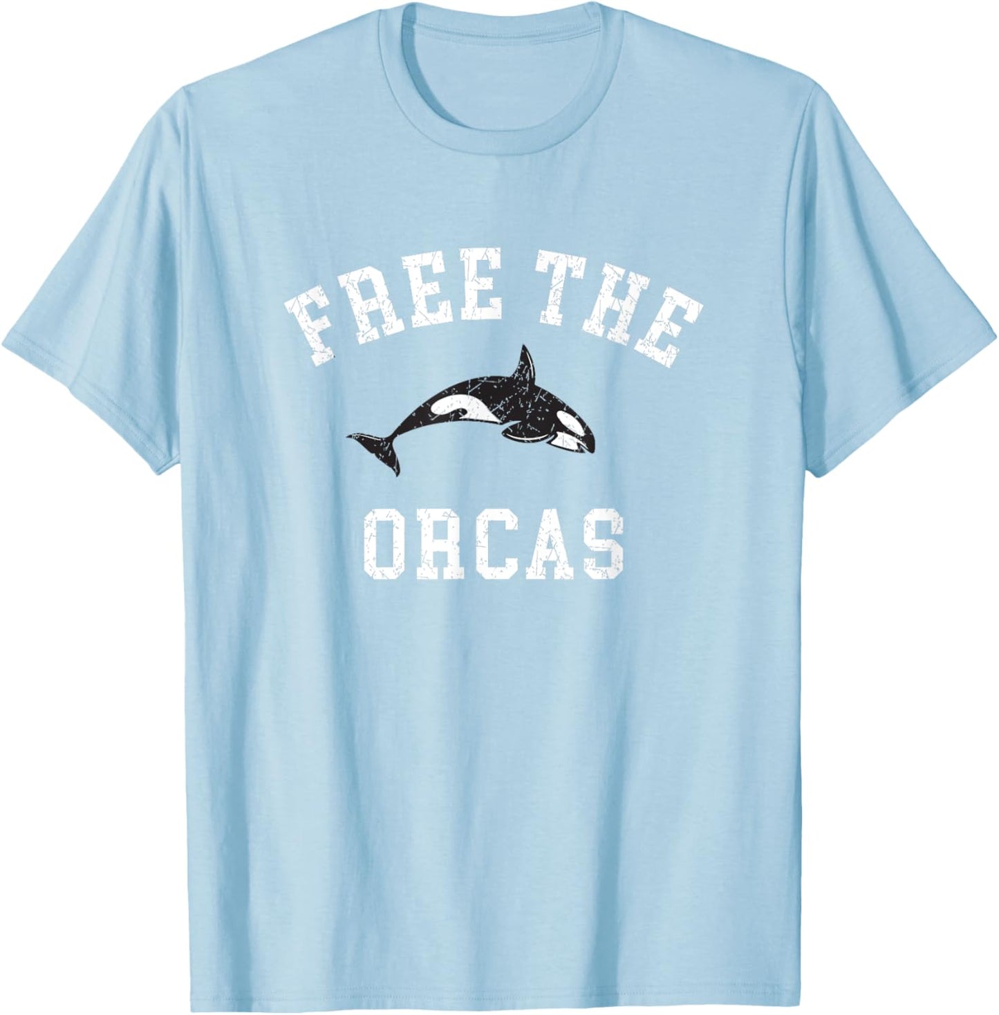 Free Orca Whales Distressed Effect T Shirt T-Shirt