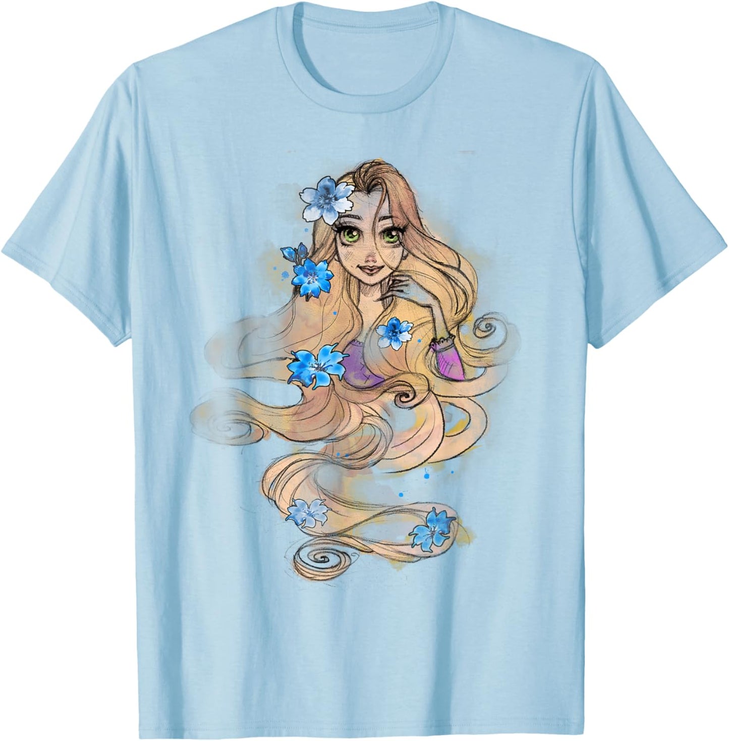 Disney Tangled Rapunzel Watercolors Portrait Graphic T-Shirt