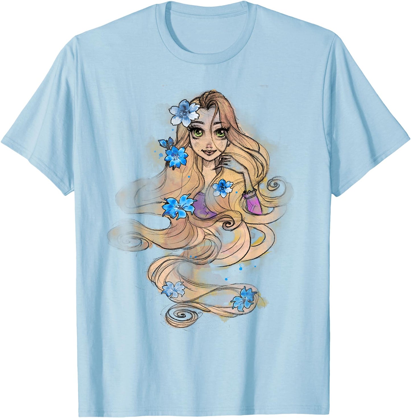 Disney Tangled Rapunzel Watercolors Portrait Graphic T-Shirt