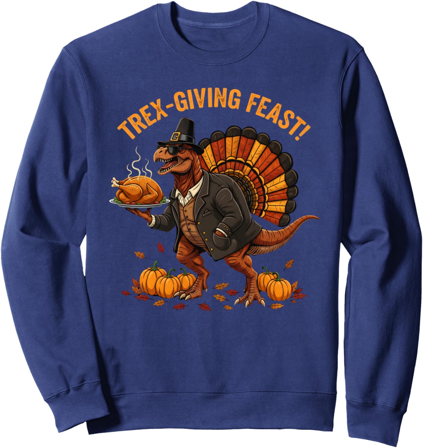 Turkey Saurus Rex Turkey Dino Thanksgiving Toddler Boys Sweatshirt