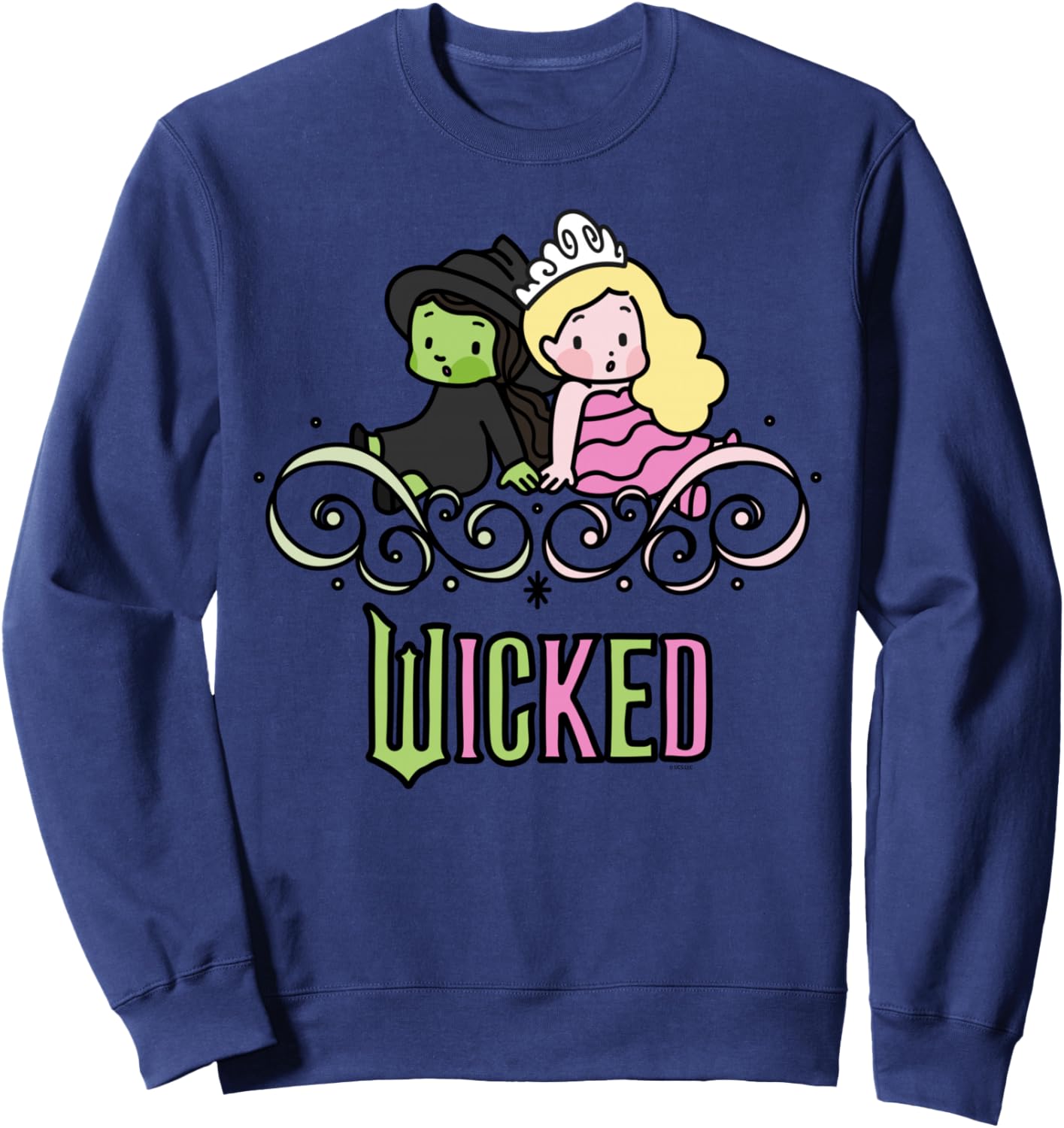 Wicked Elphaba & Glinda Together Playful Cartoon Style Sweatshirt