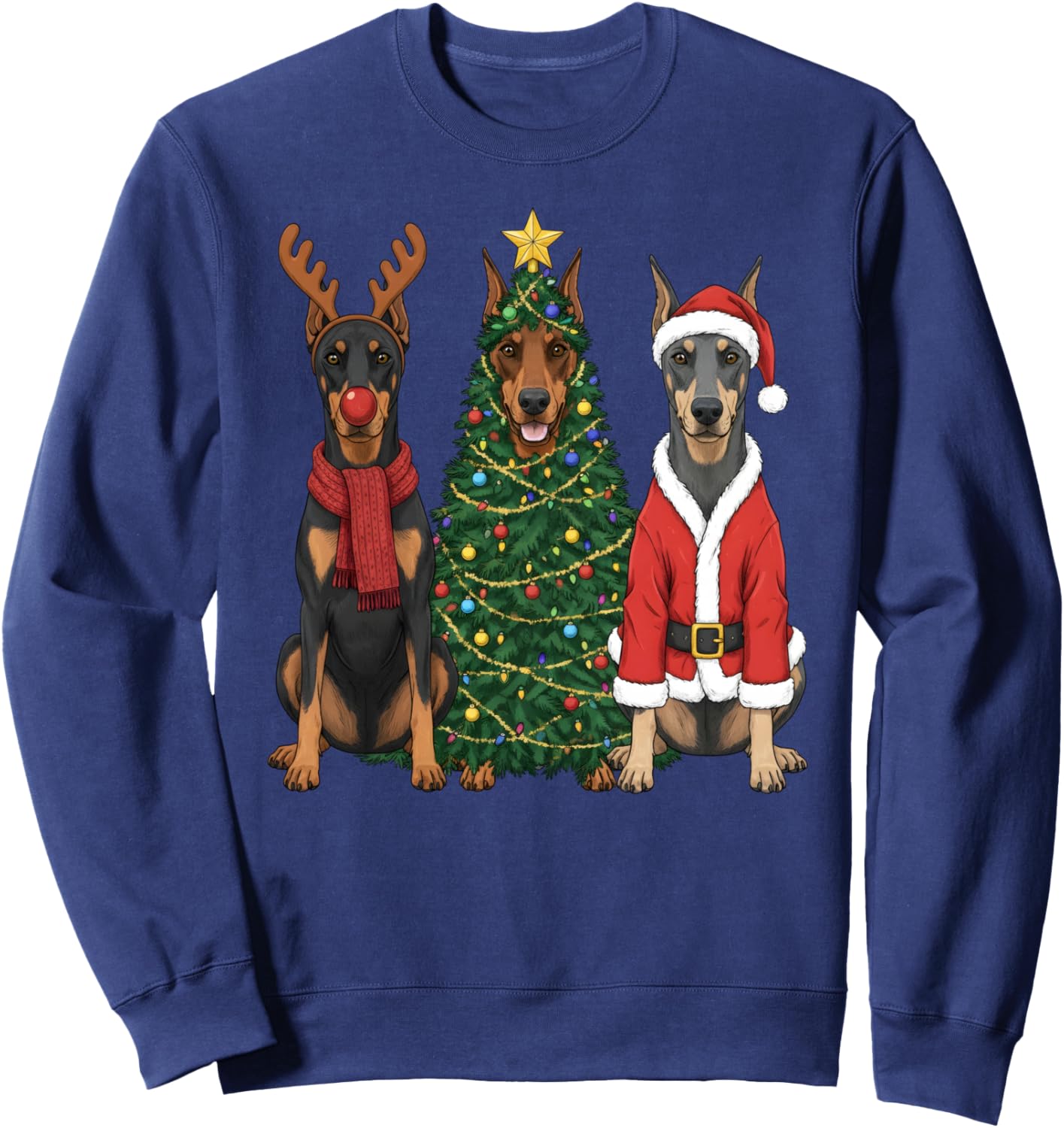 Retro Christmas Doberman Pinscher Santa Reindeer Dog Lover Sweatshirt