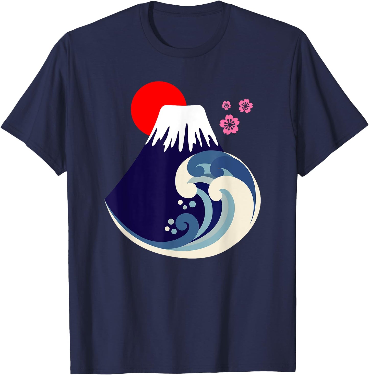 Fuji TShirt - Japanese Great Wave and Cherry Blossoms Tee