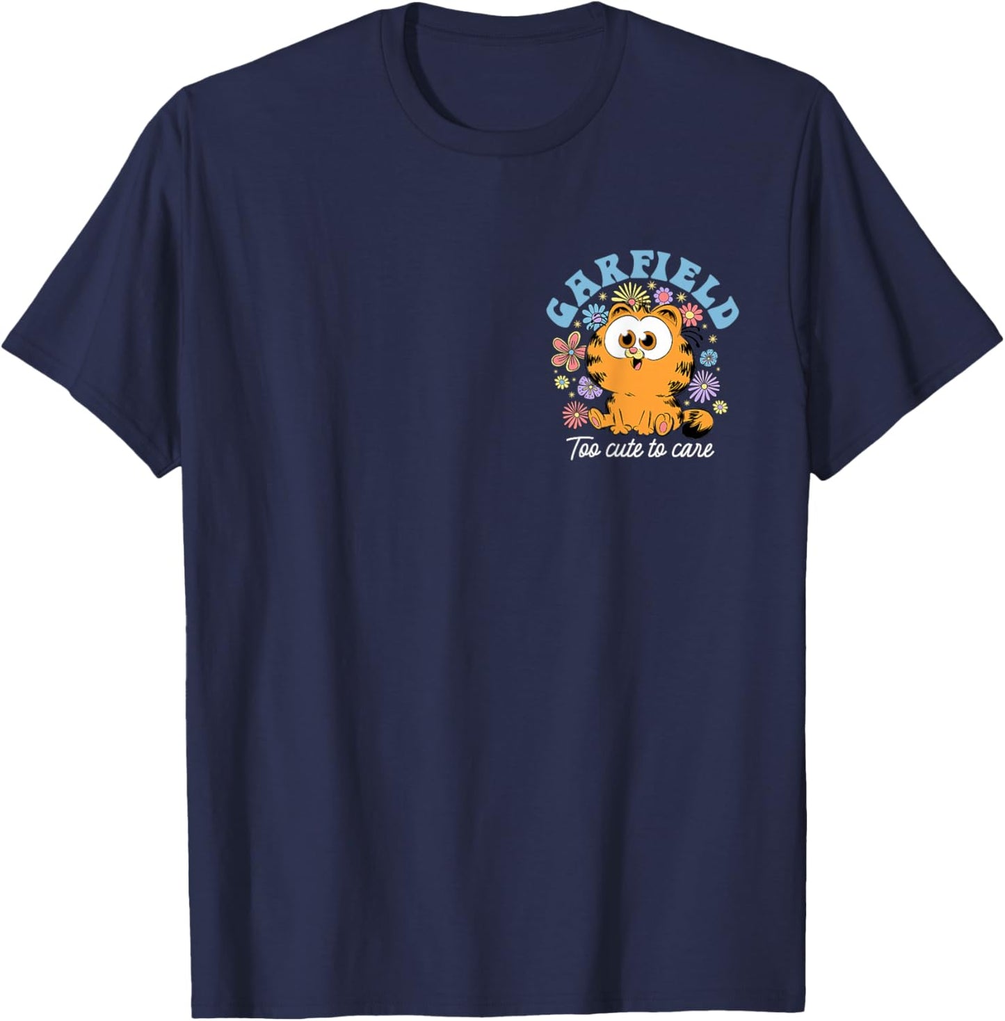 Garfield Chibi Floral Too Cute to Care in White Left Chest