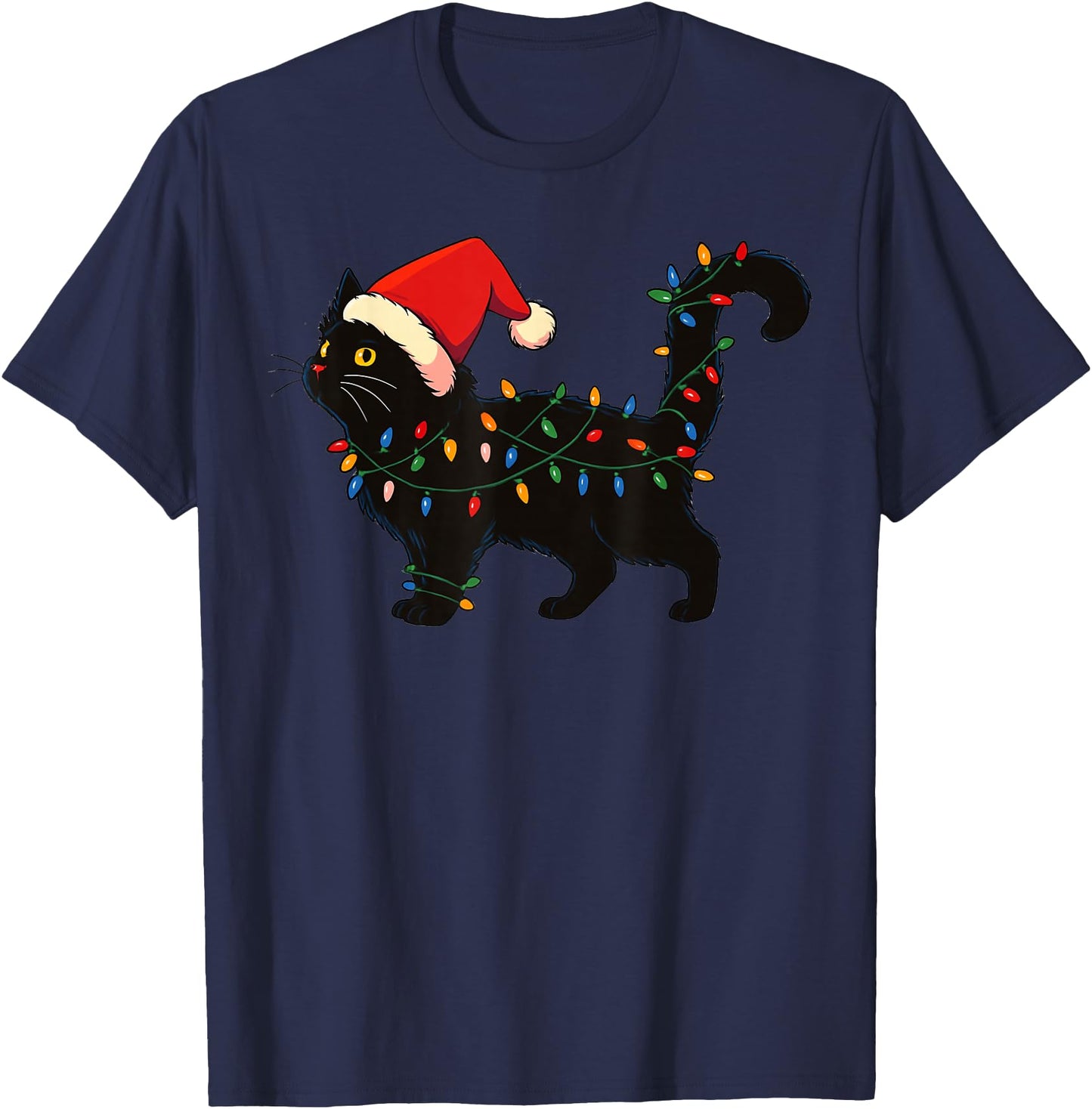 Black Cat Christmas Santa Hat Funny