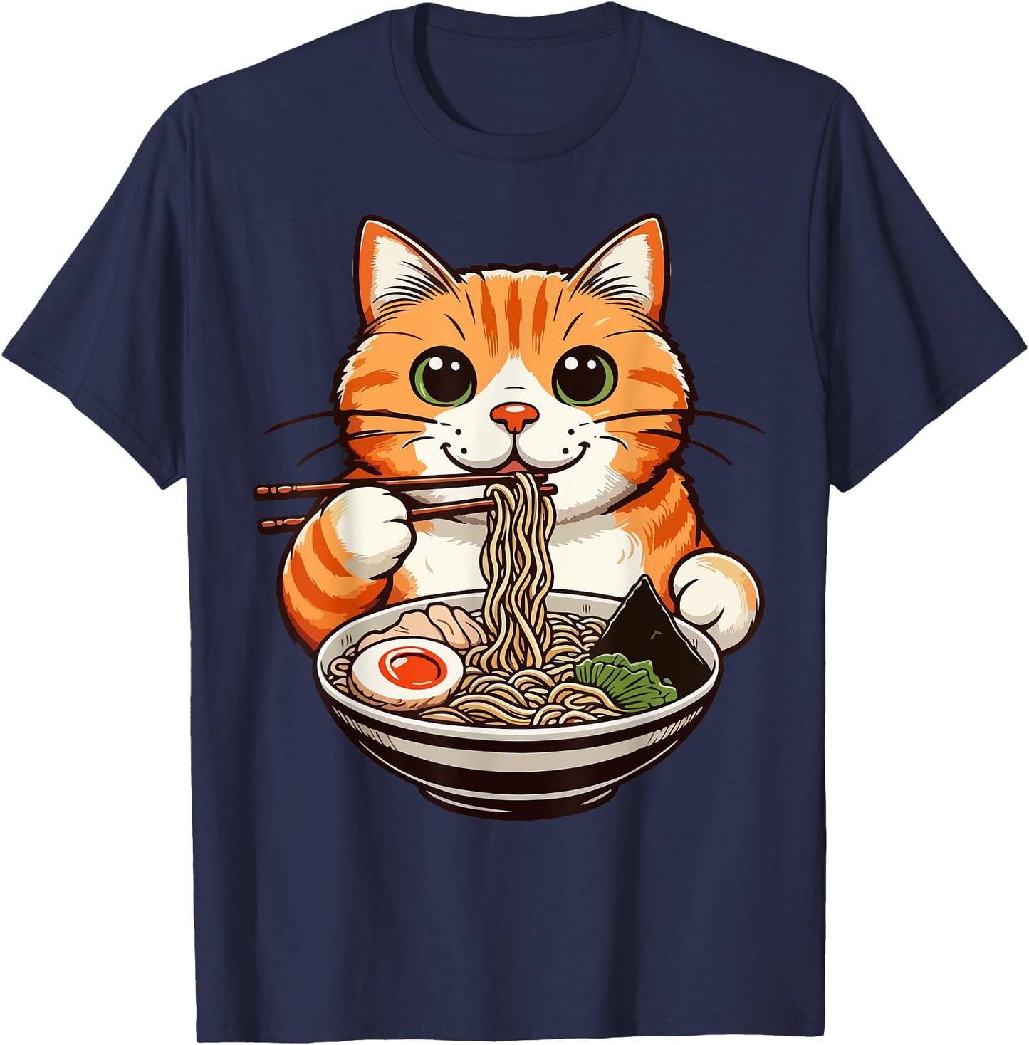 Funny Cat eating Ramen Japanese Noodles