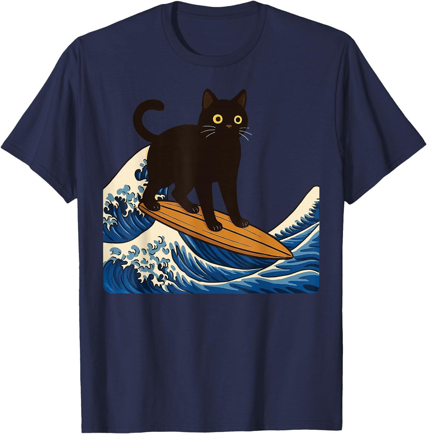 Black Cat Surfing Japanese Wave Japan