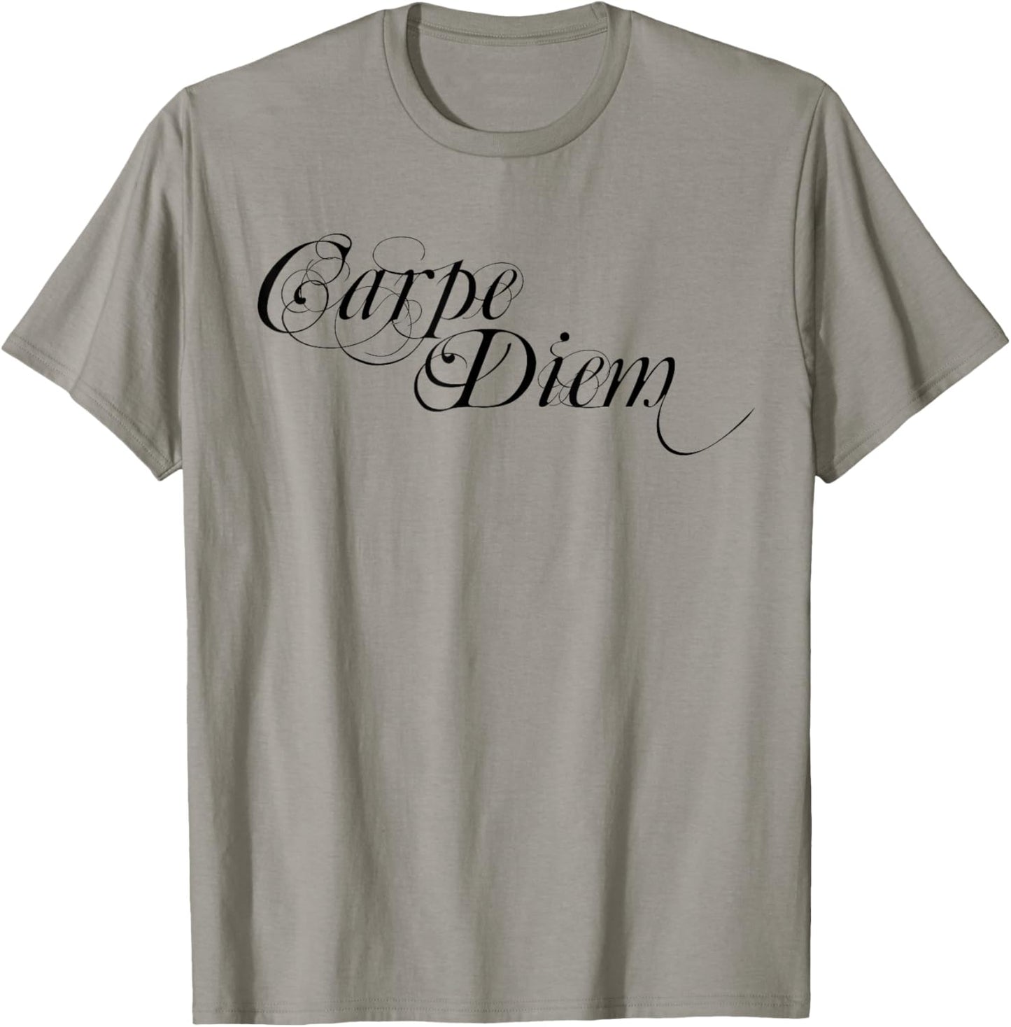 Carpe Diem Seize the Day Black Calligraphy Text T Shirt Top T-Shirt