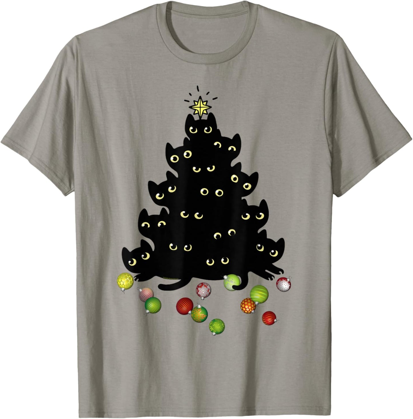 Cat Lovers Cute and Funny Holiday Tree Christmas Men Women Kids T-Shirt