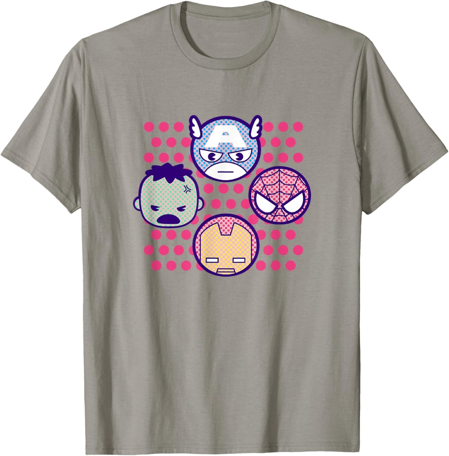 Marvel Kawaii Chibi Avengers Faces Vintage Polka Dots