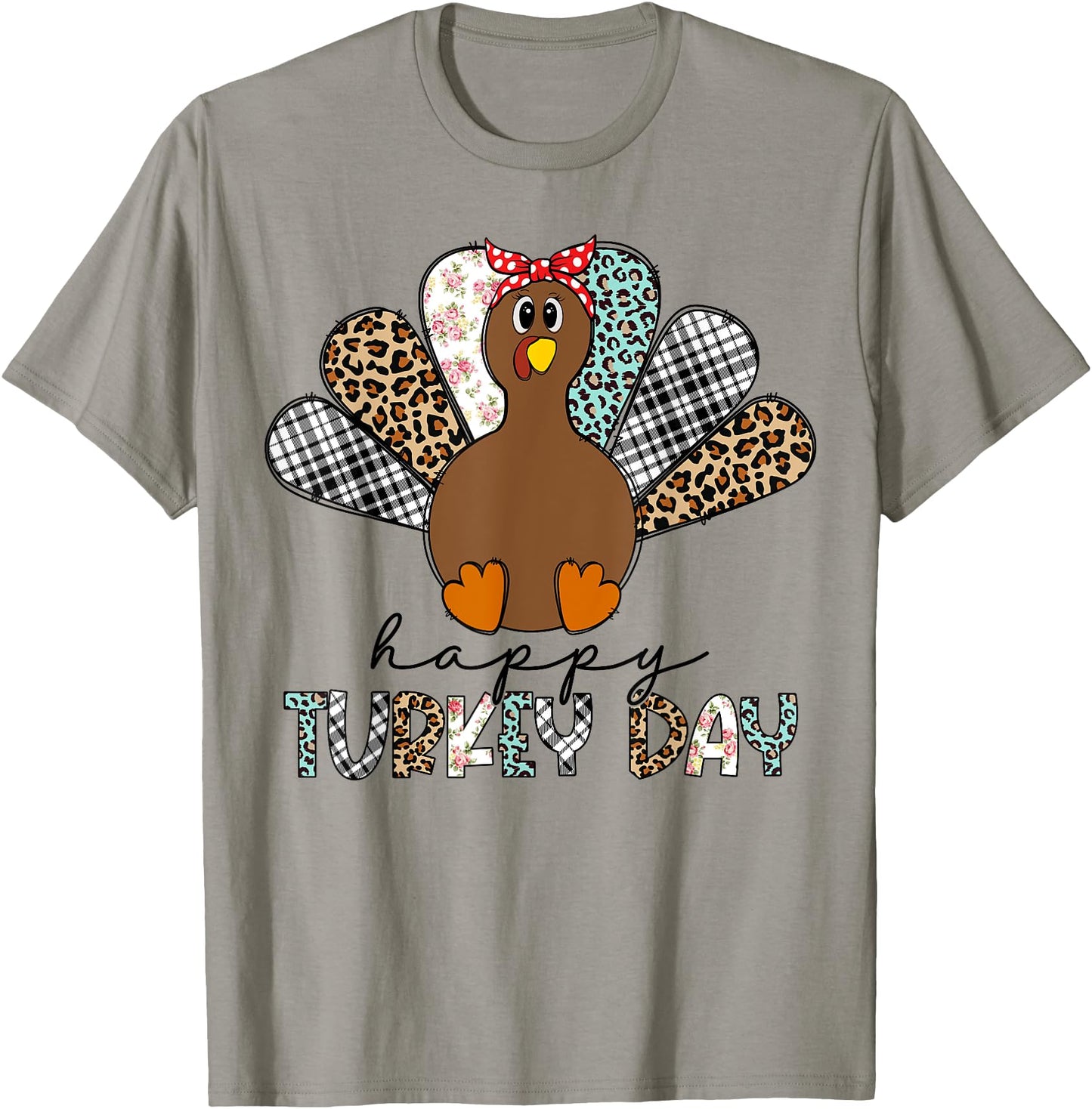 Leopard Happy Turkey Day Thanksgiving Shirt Women Girls