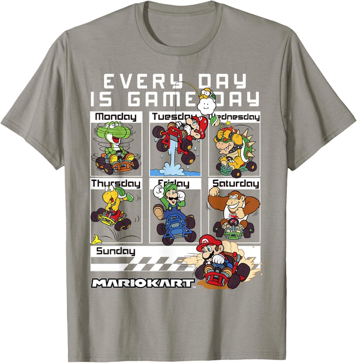 Mario Kart Everyday Is Game Day Group Shot Graphic T-Shirt