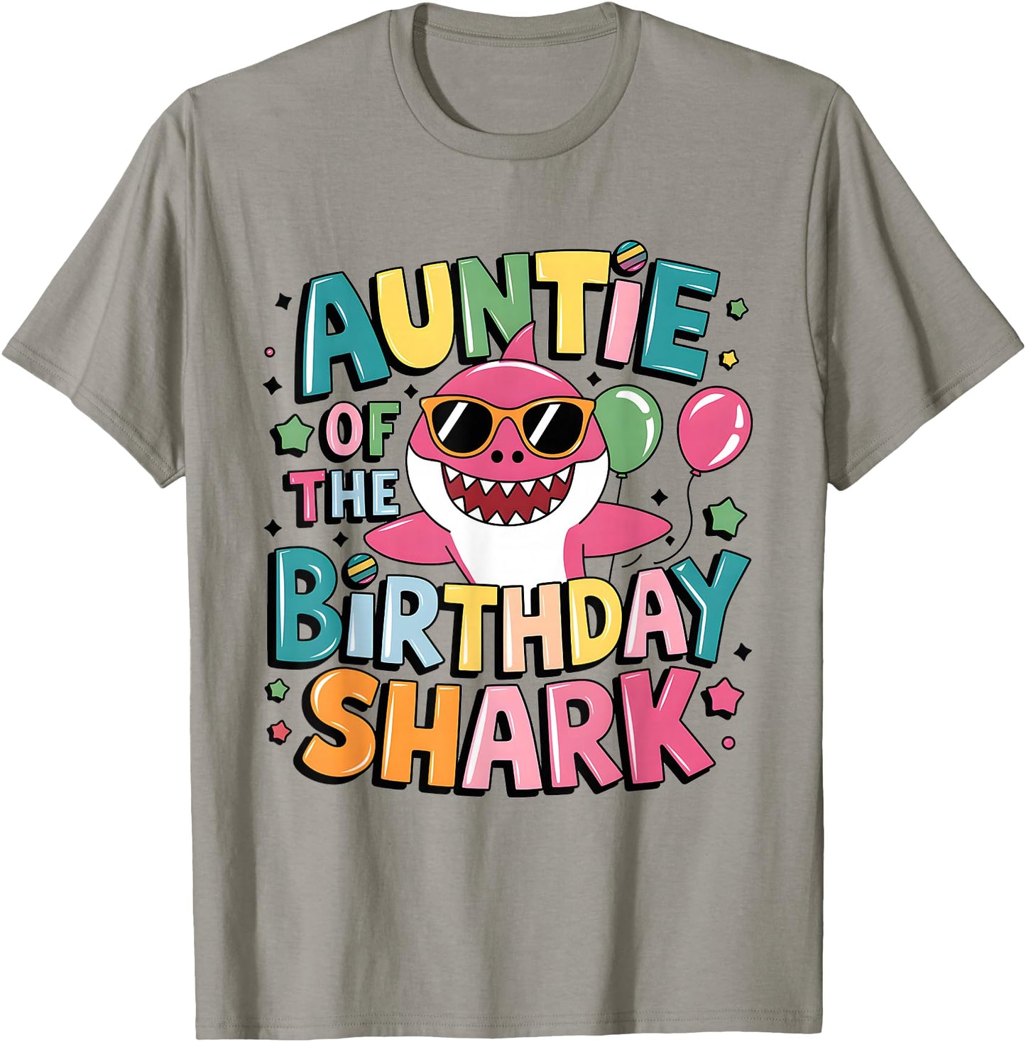 Cute Pink Shark Auntie Of The Shark Birthday For Boys Girls