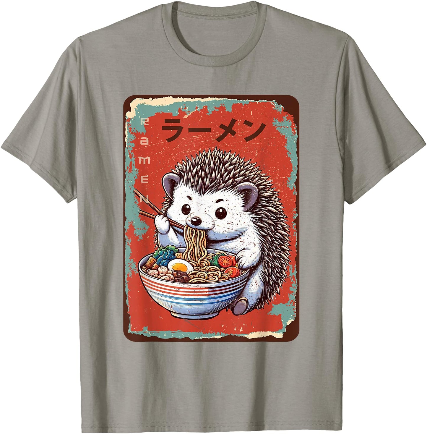Hedgehog Eating Ramen Japanese Noodles Soup