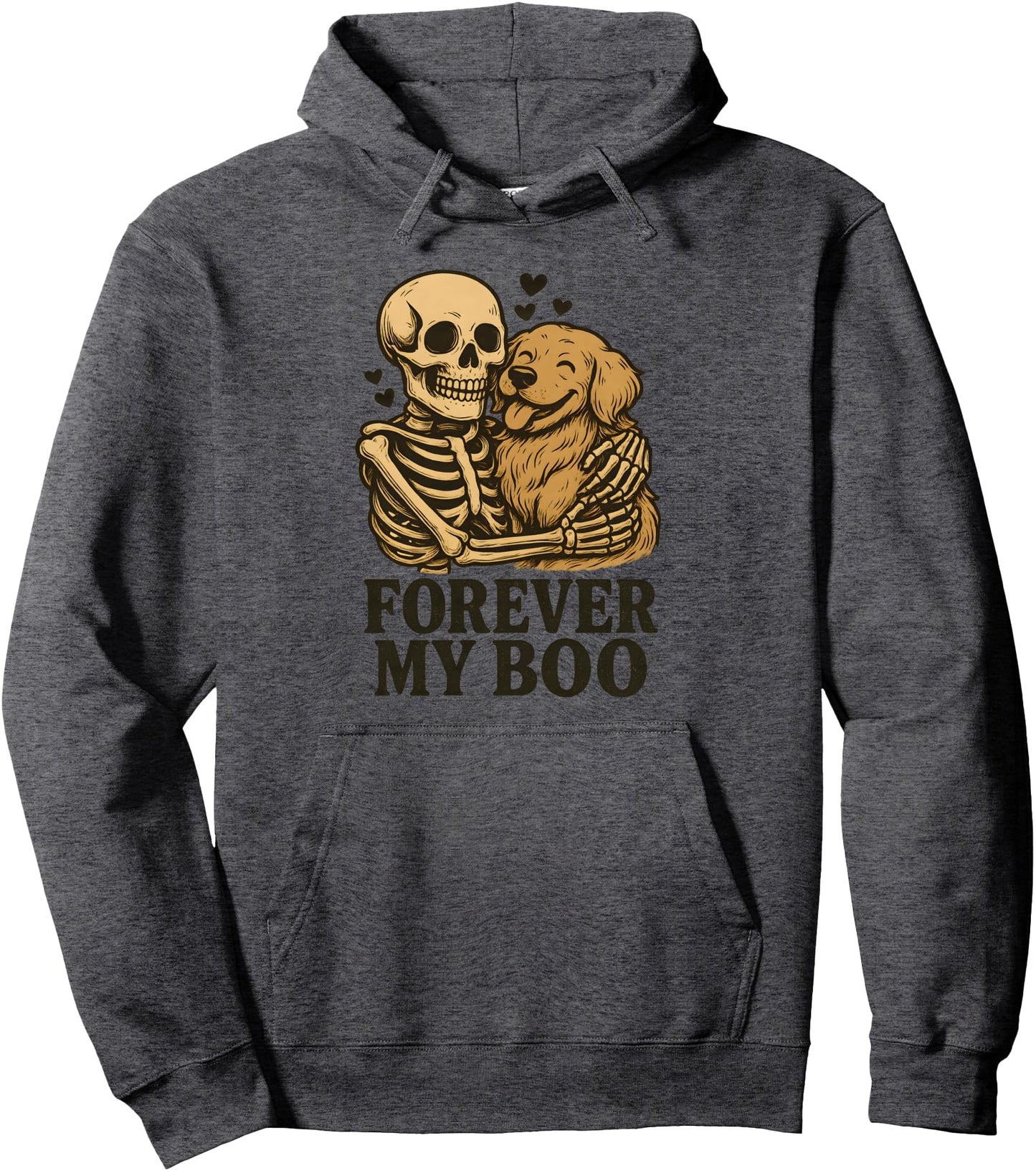 Forever My Boo Halloween Skeleton with Golden Retriever Love Pullover Hoodie
