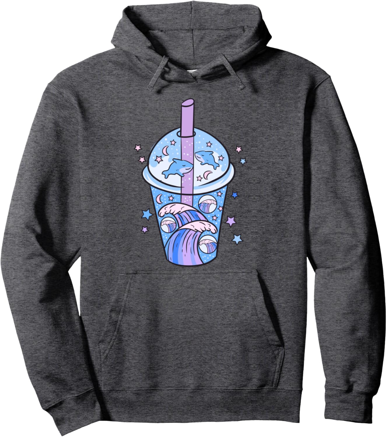 Blueberry Shark Milkshake - Cute Kawaii Anime Fantasy Pullover Hoodie