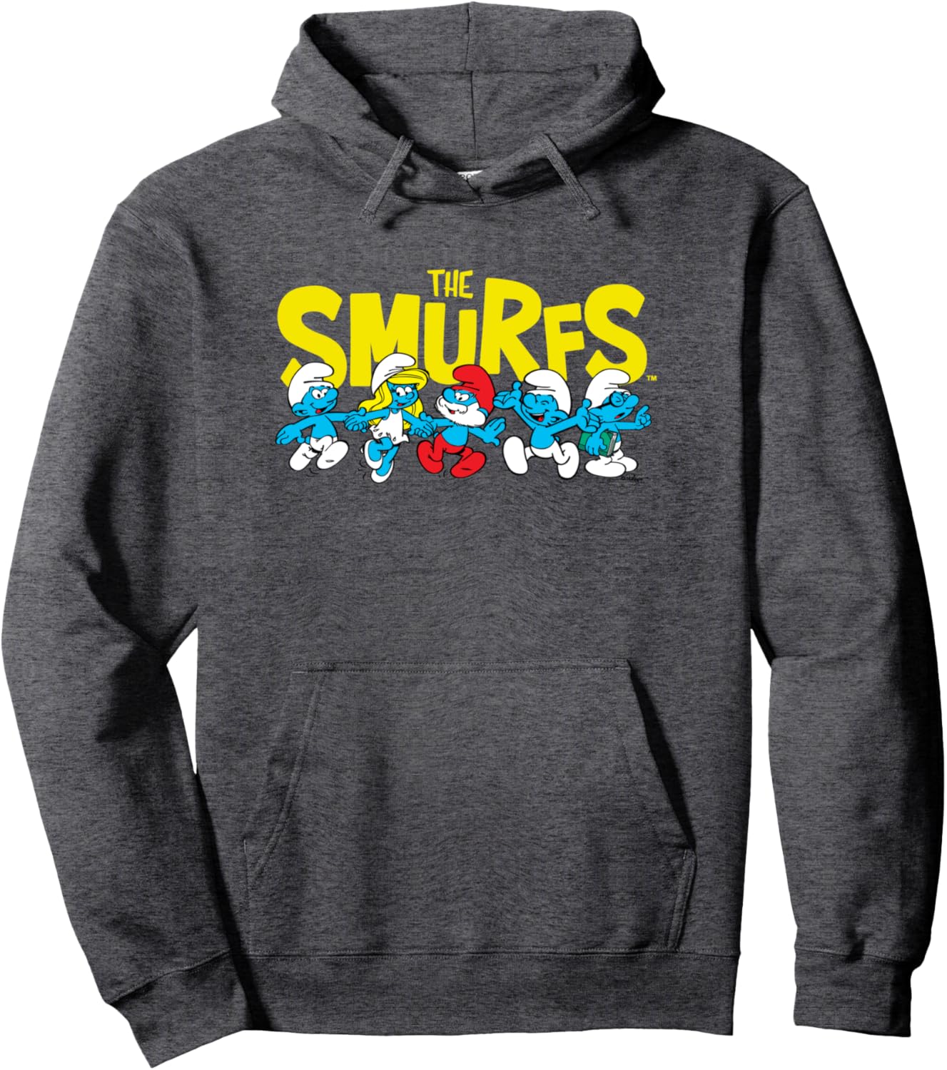 The Smurfs Logo with Smurfs Cast Retro Cartoon Pullover Hoodie