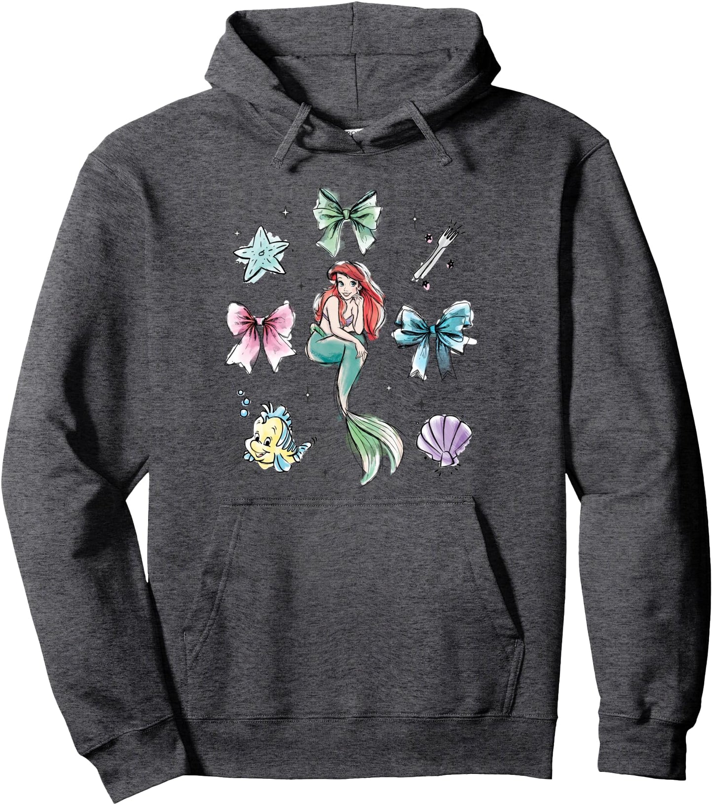 Disney The Little Mermaid Essentials Watercolor Chest Logo Pullover Hoodie