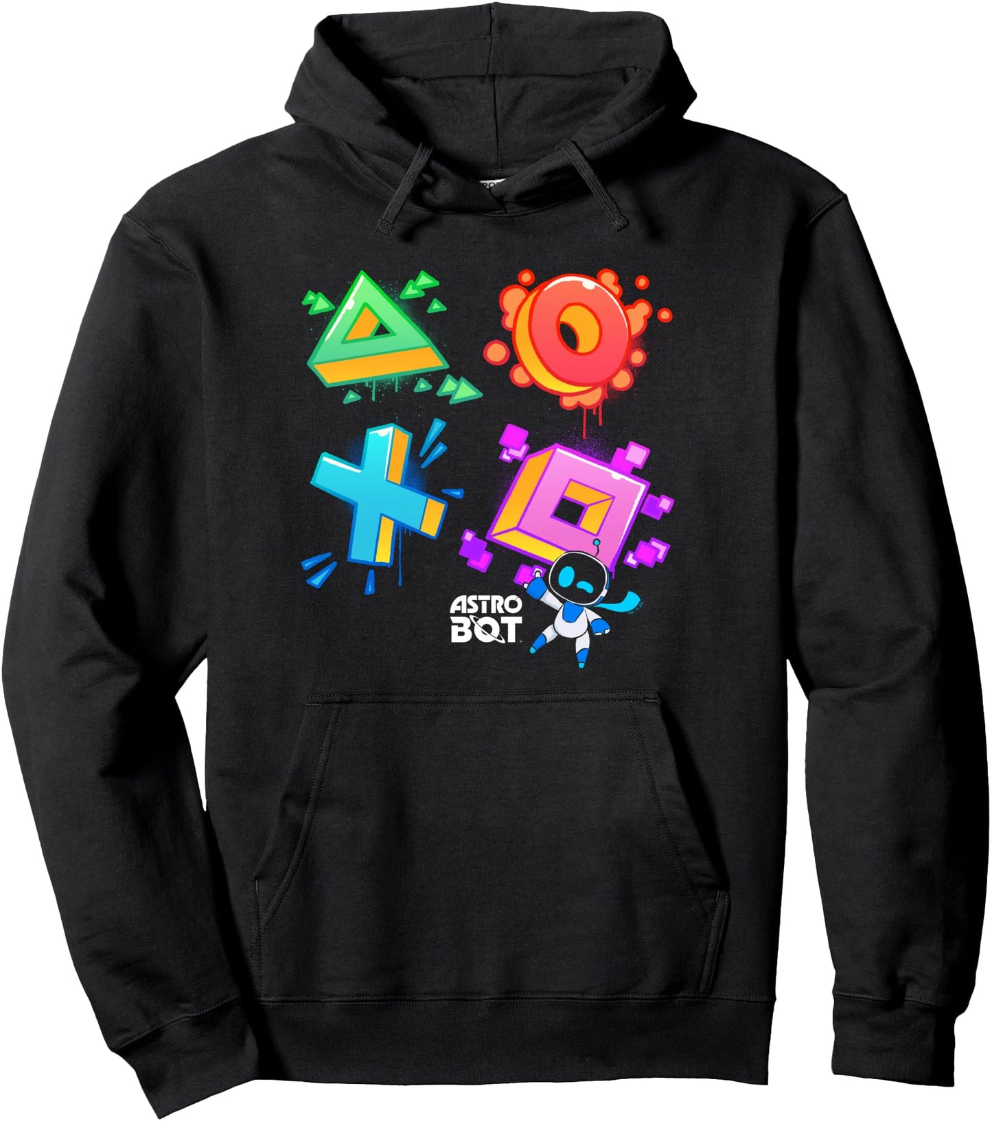 Astro Bot Rescue Mission Graffiti Style Buttons PlayStation Pullover Hoodie
