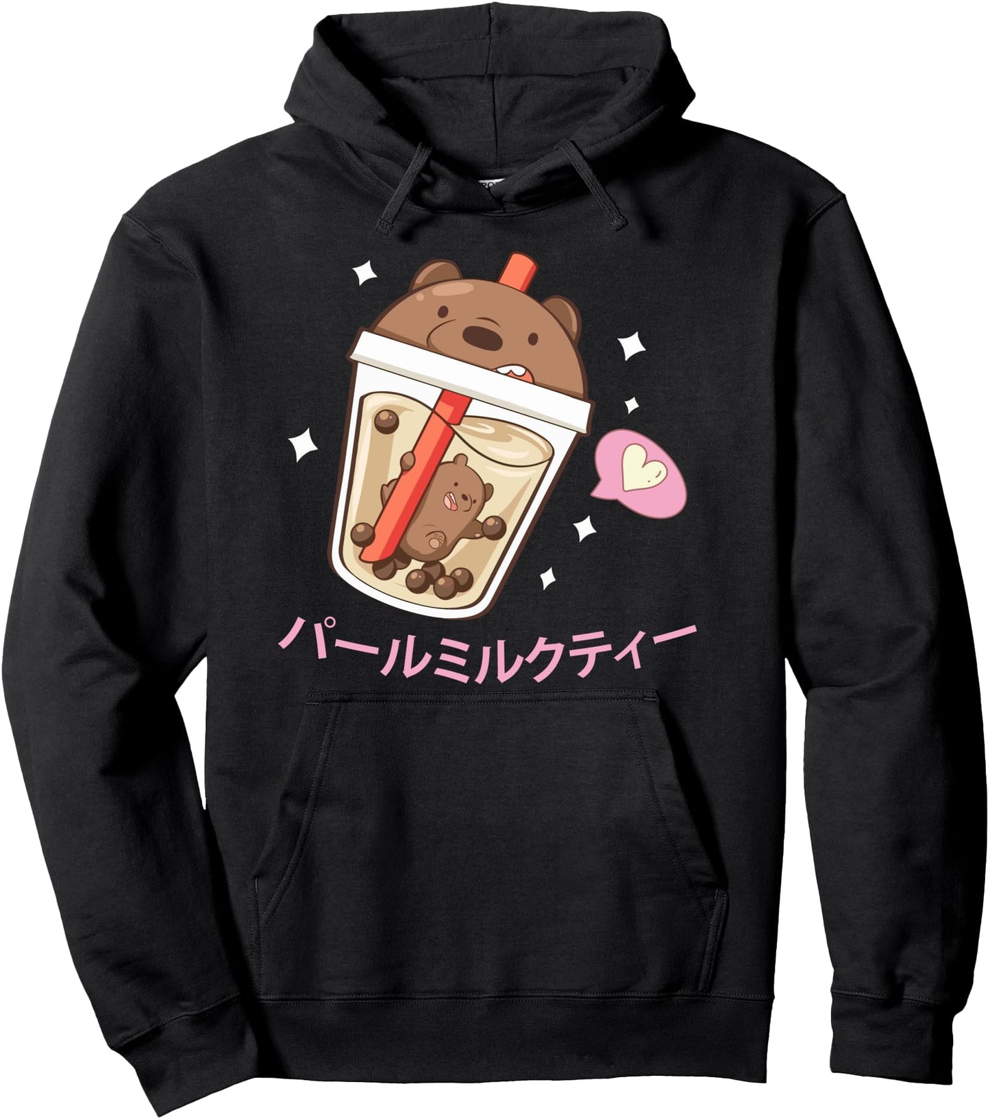 Boba Tea Bubble Milk Cute Bear Kawaii Anime Japanese Pullover Hoodie