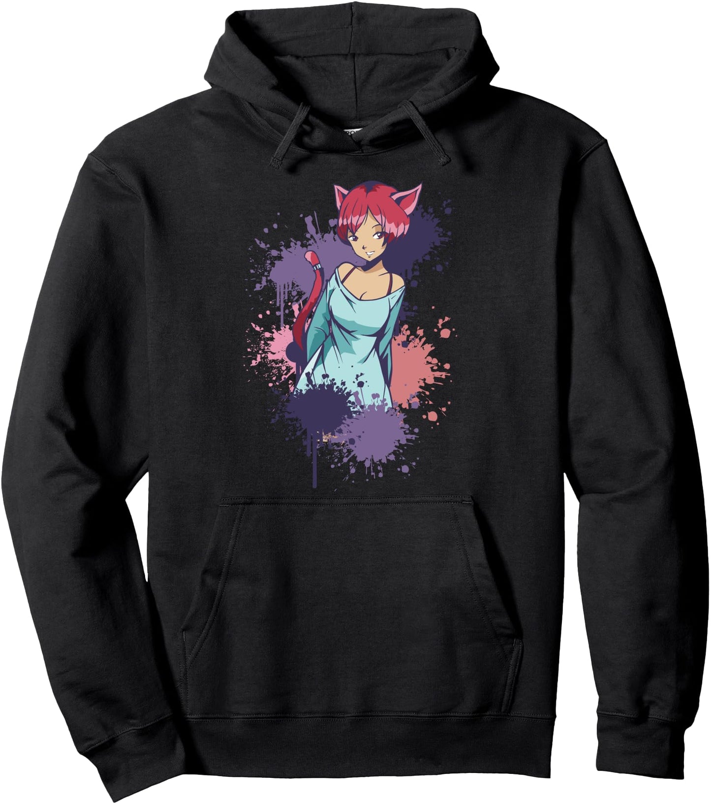 Cute Kawaii Anime Girl Cat 80's 90's Style Japanese Japan Pullover Hoodie