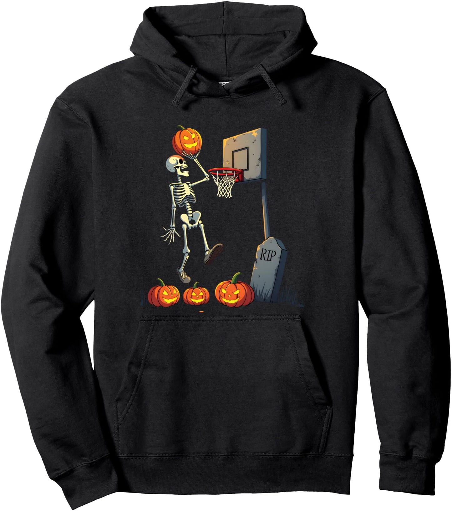 Skeleton Pumpkin Basketball Halloween Pullover Hoodie