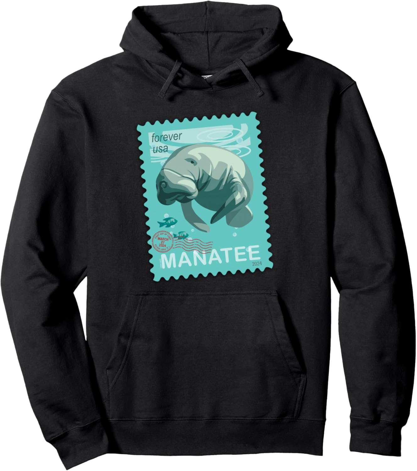 USPS Manatee Stamp Pullover Hoodie