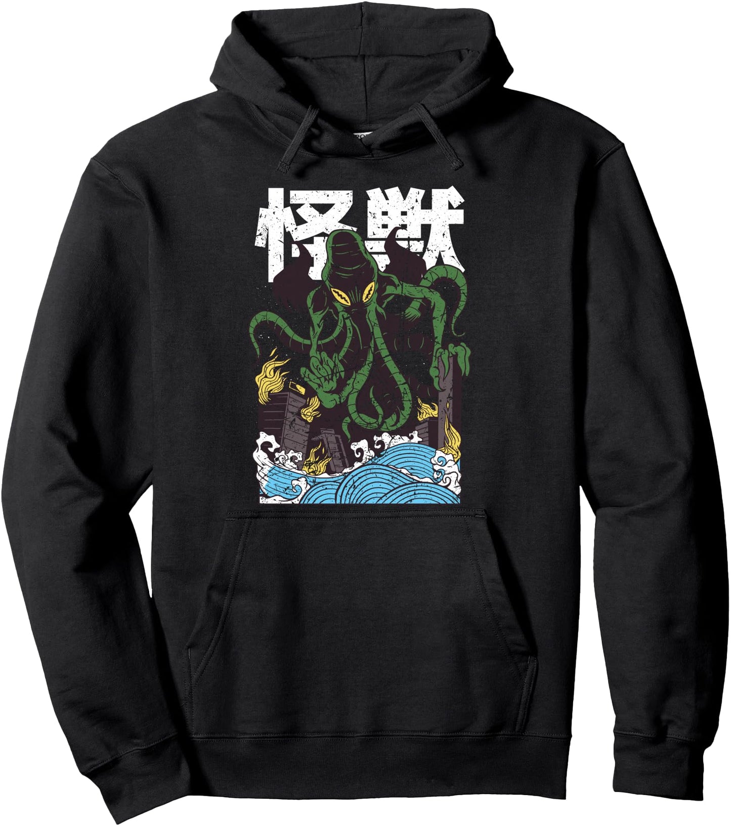 Anime Cthulhu Vintage Japanese Kaiju Horror Art Pullover Hoodie
