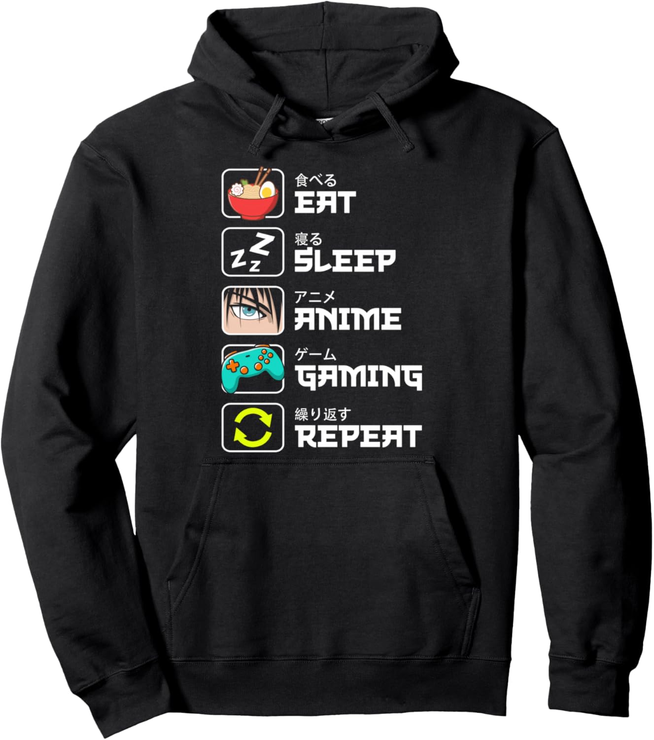 Eat Sleep Anime Gaming Repeat Gamer Men Teen Boy Gifts Anime Pullover Hoodie