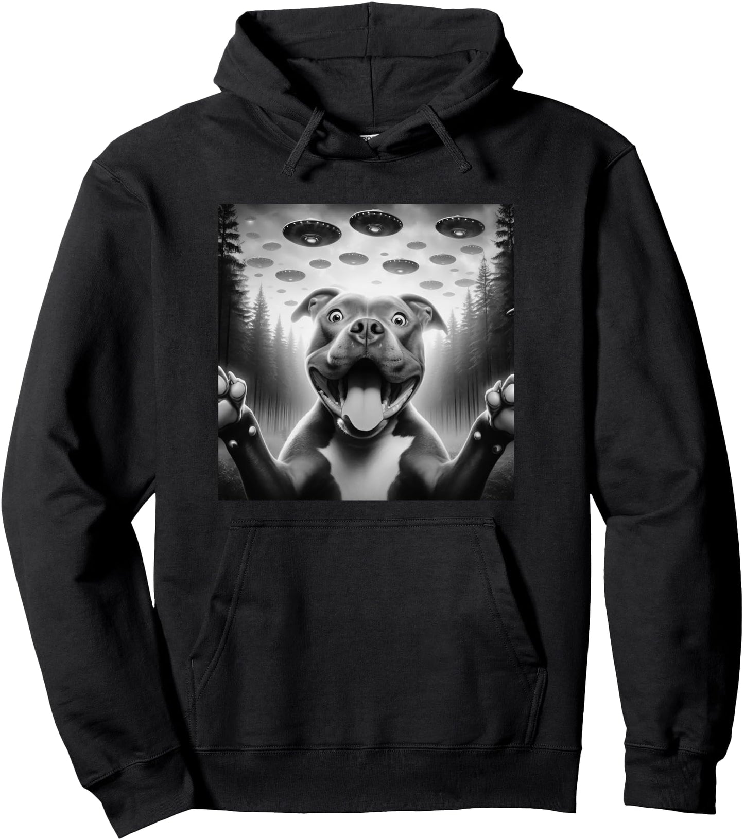 Pitbull Selfie UFO alien funny Pitbull dog Pullover Hoodie