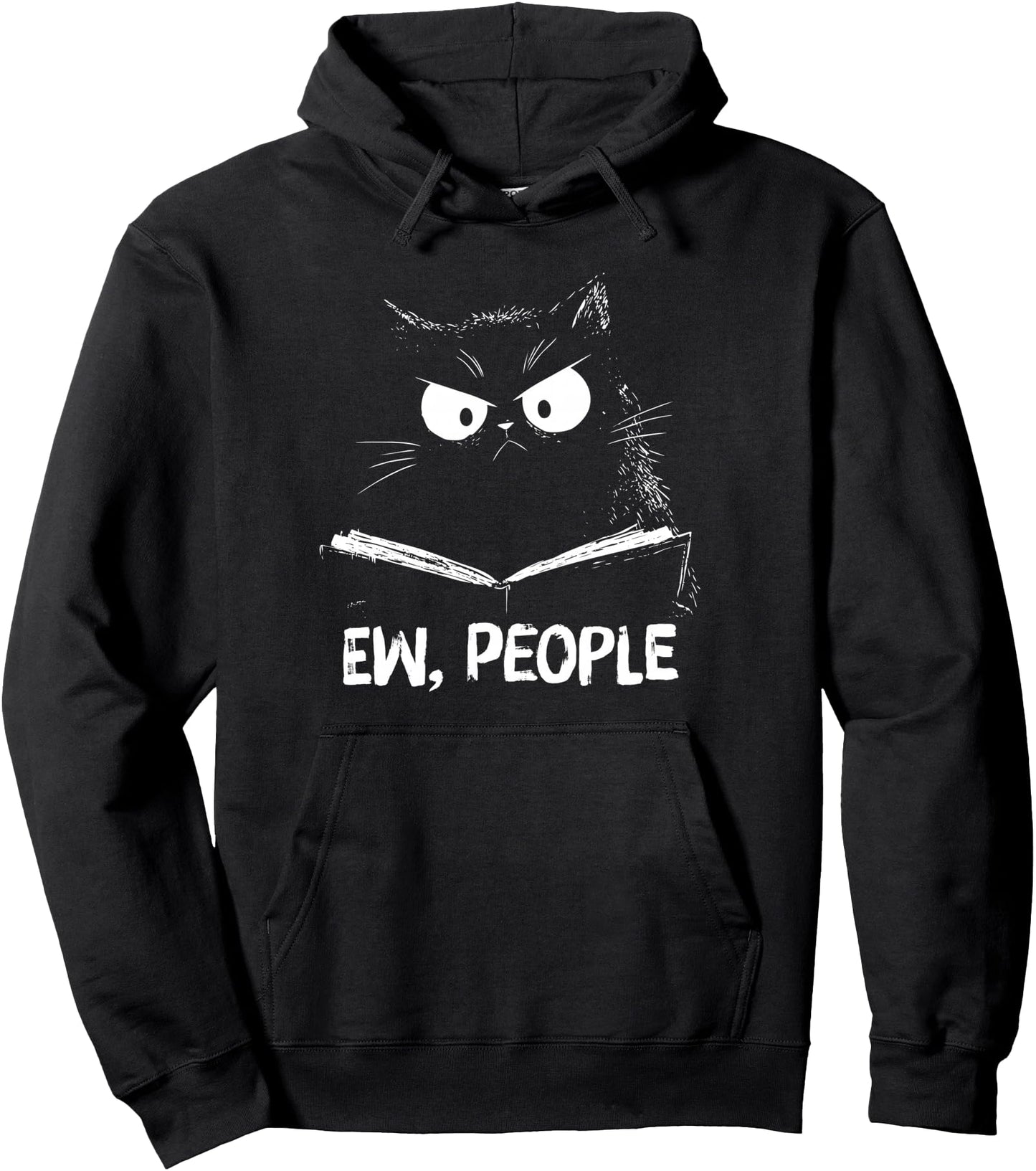 Funny Cat Reading Ew People Pullover Hoodie