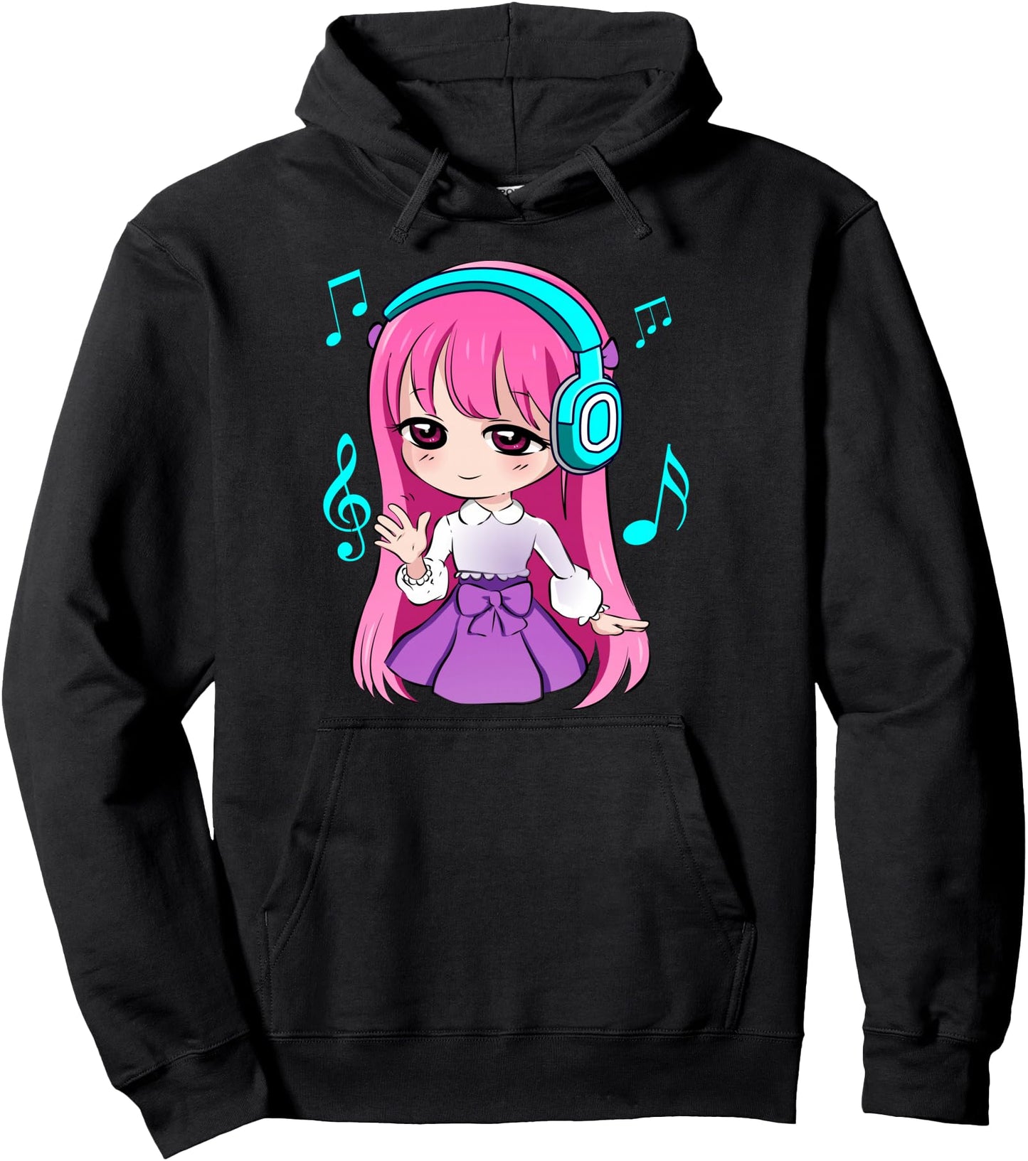 Anime and Music Girl for Teen chibi graphic Anime girl Pullover Hoodie