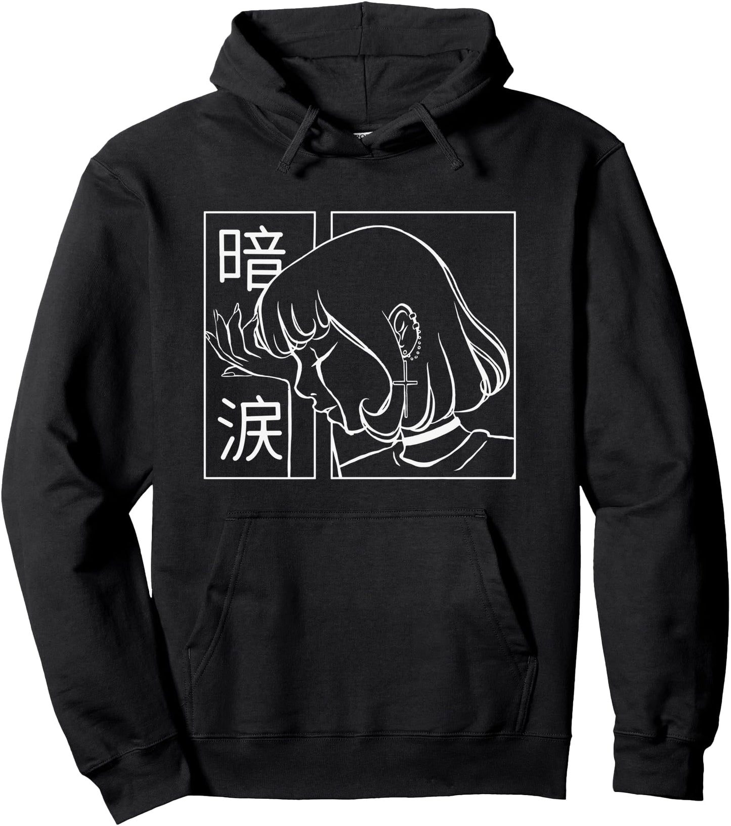 Silent Tears Japanese Aesthetic Edgy Sad Anime Girl Pullover Hoodie