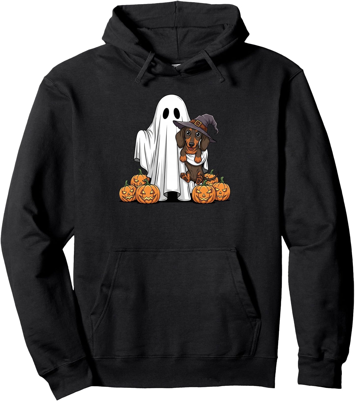 Funny Ghost Dachshund Pumpkin Halloween Mens Womens Pullover Hoodie