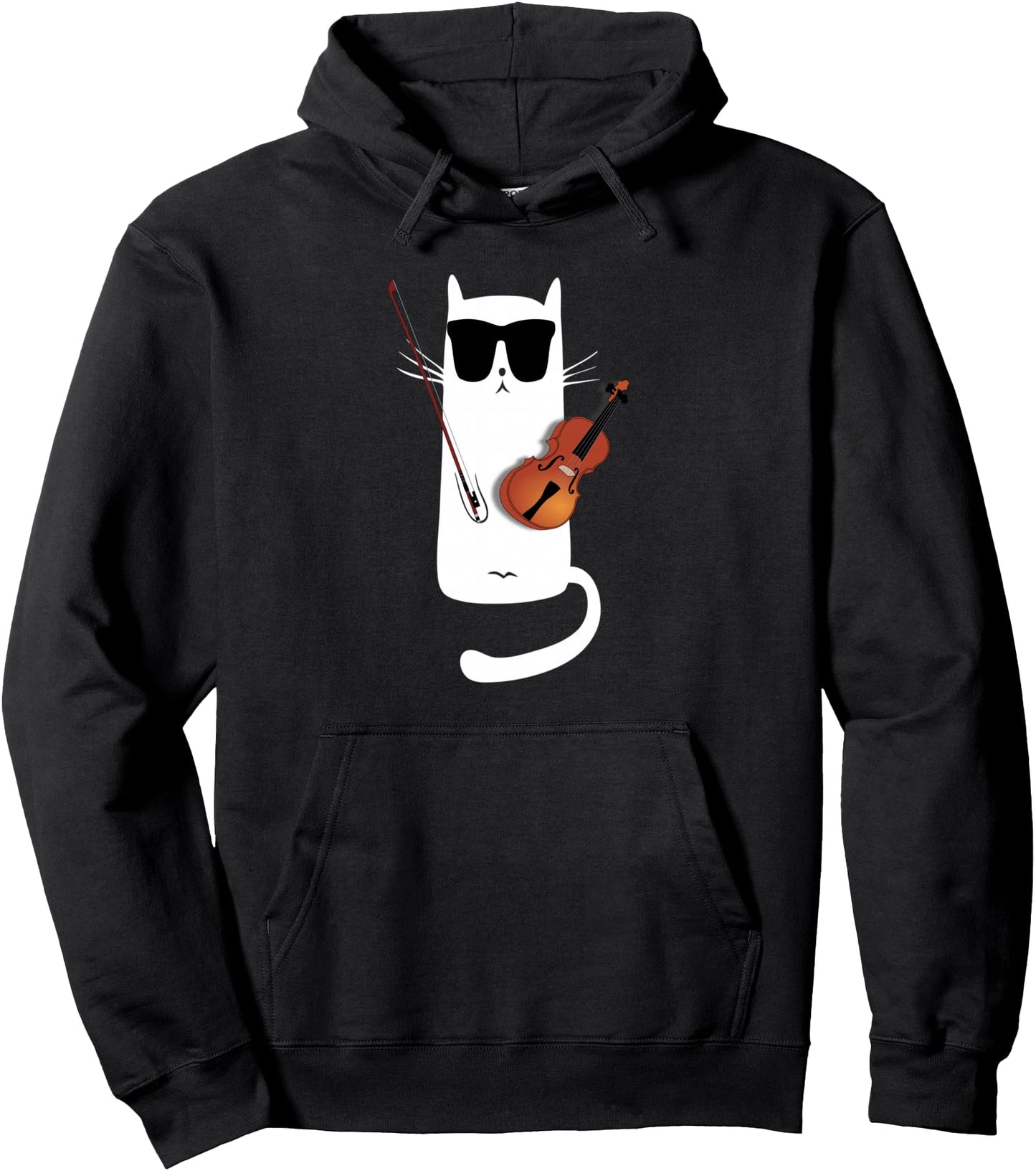 Funny Cat Wearing Sunglasses Playing Violin Pullover Hoodie