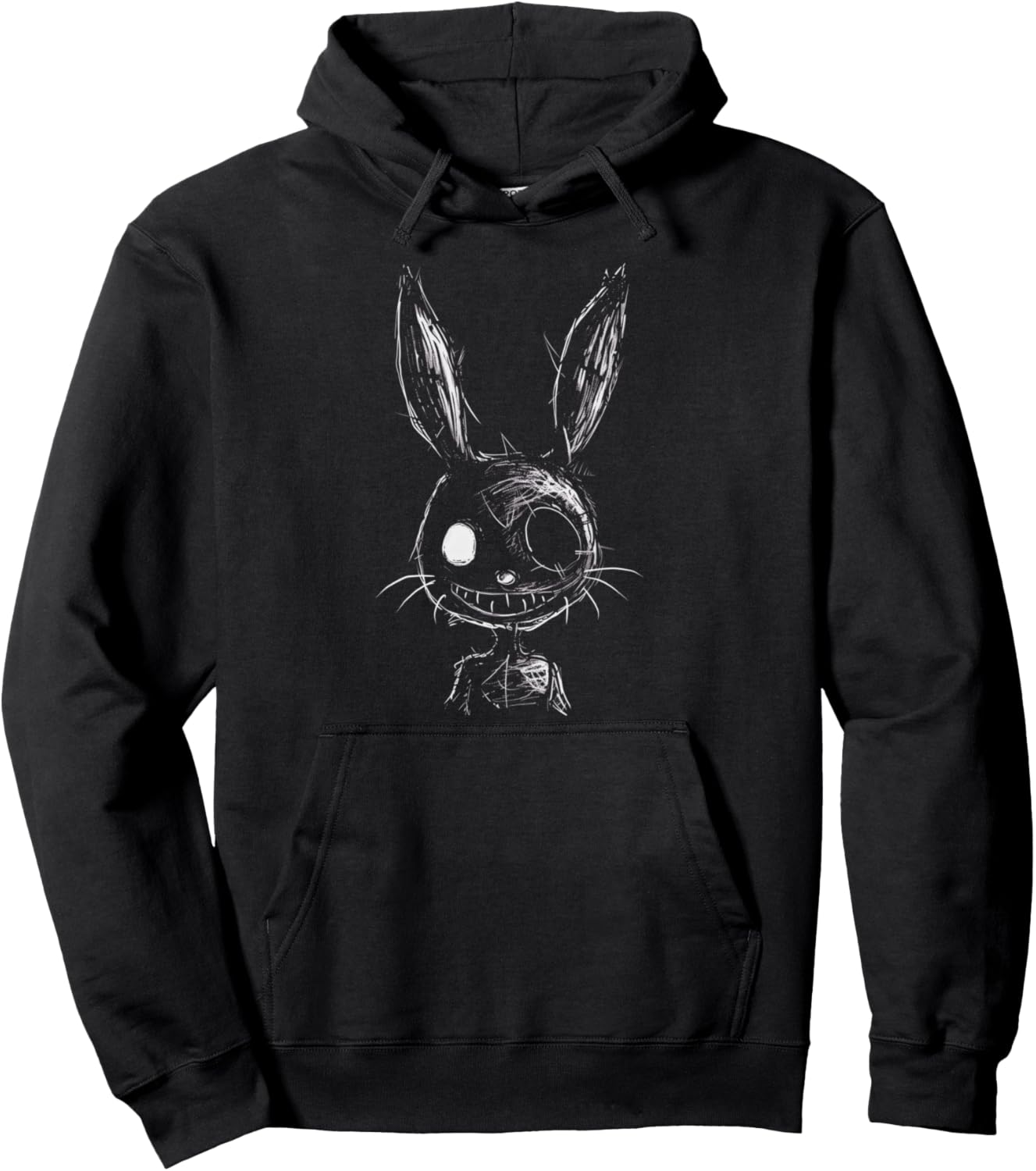 Creepy Evil Bunny Rabbit Goth Alt Grunge Horror Aesthetic Pullover Hoodie