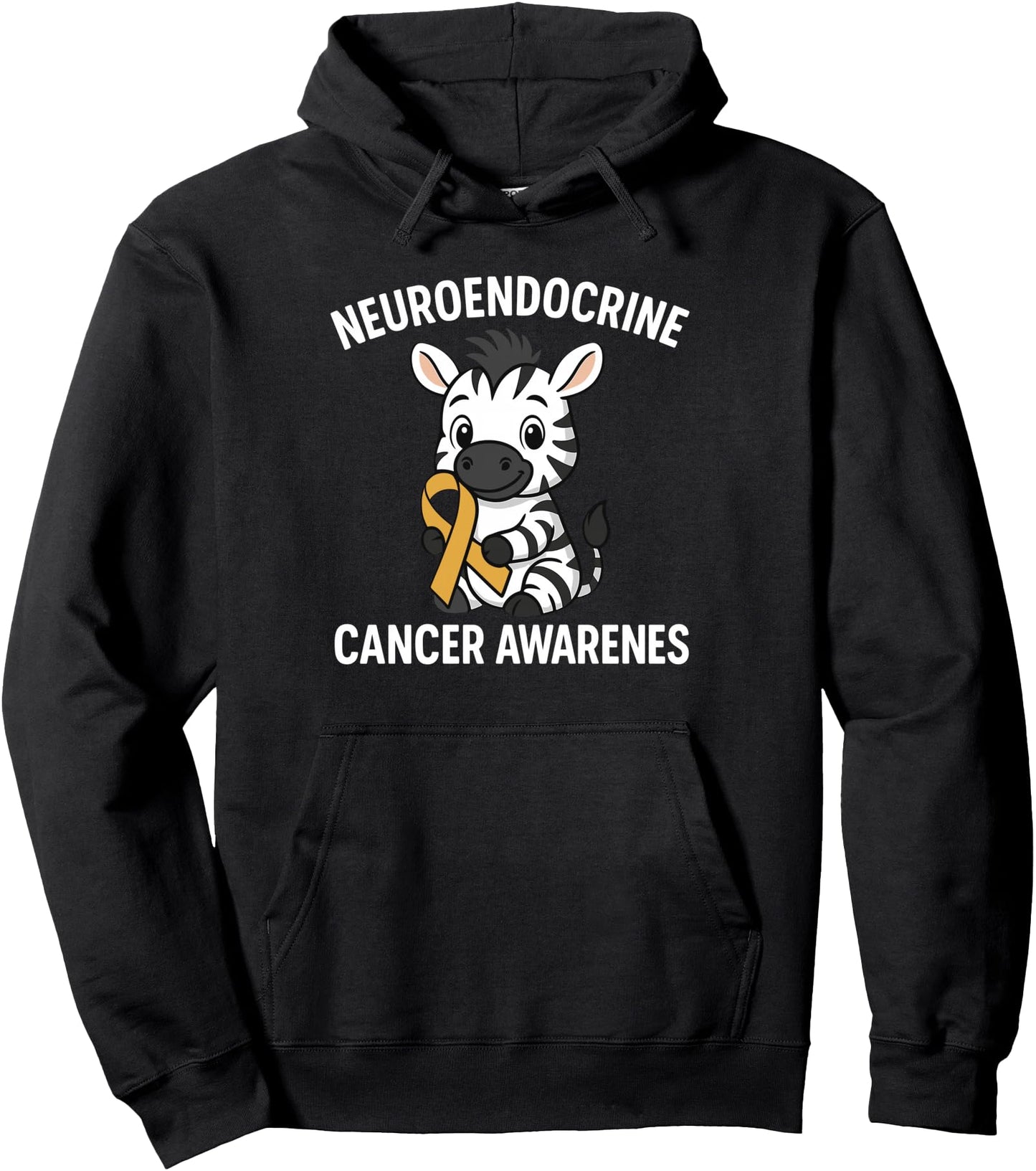 Neuroendocrine Cancer Awareness Zebra Ribbon Heart Pullover Hoodie