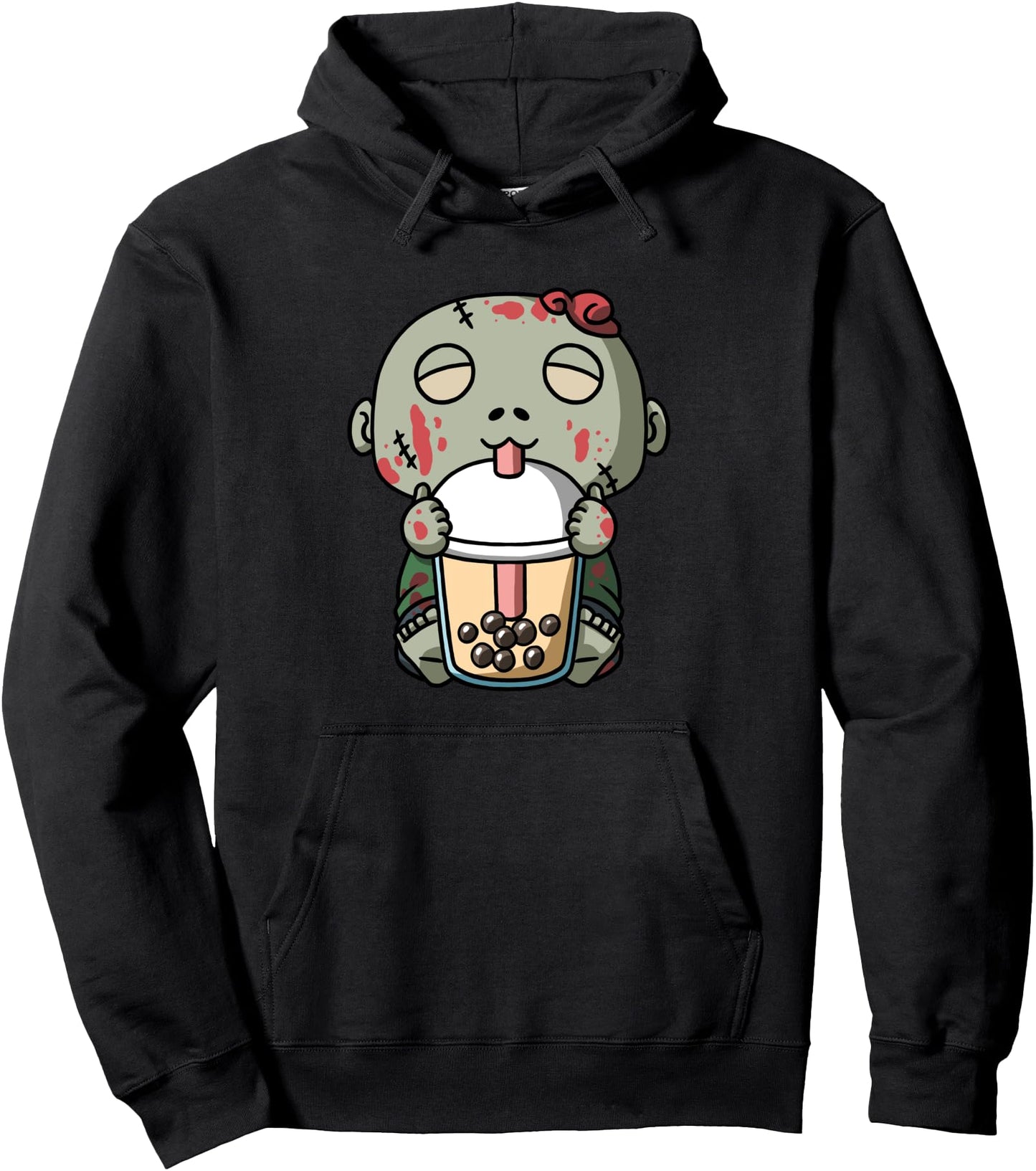 Kawaii Zombie Halloween Boba Milk Tea Bubble Tea Anime Pullover Hoodie
