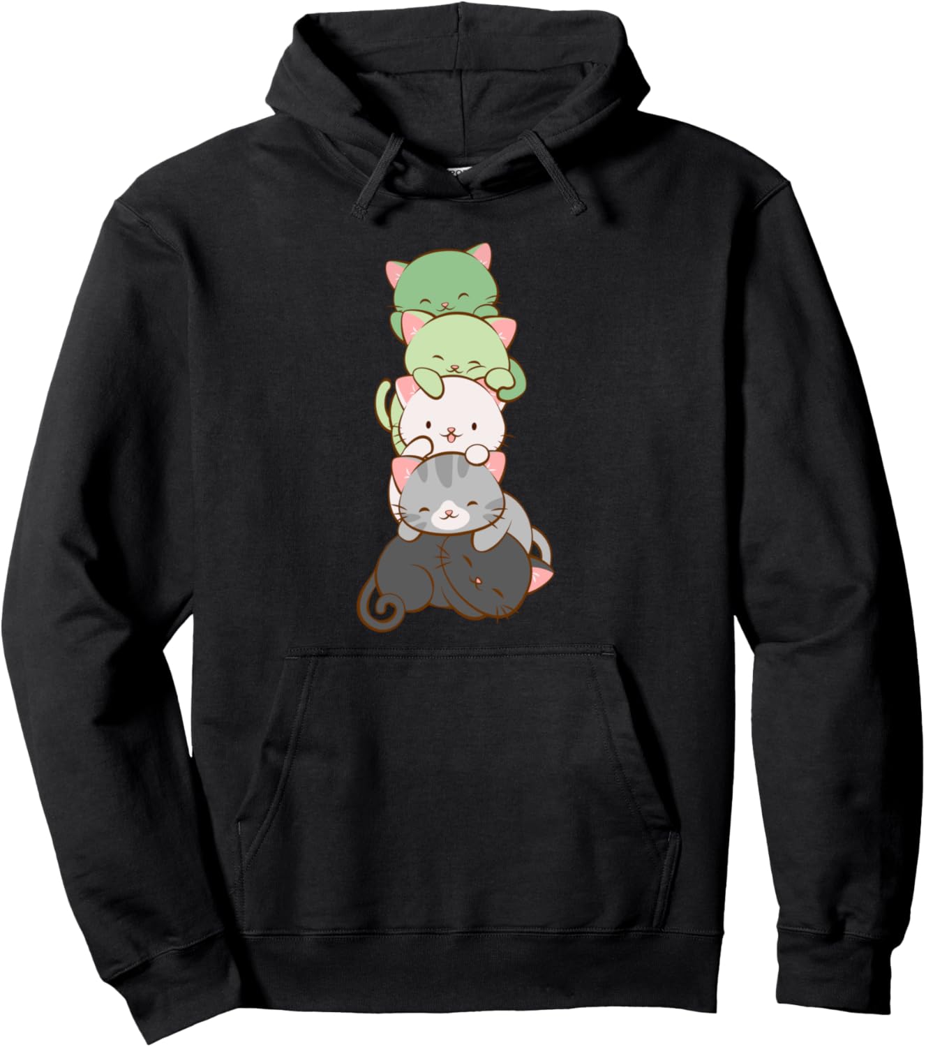 Aromantic Pride Kawaii Cats - Cute LGBTQ Anime Art Pullover Hoodie