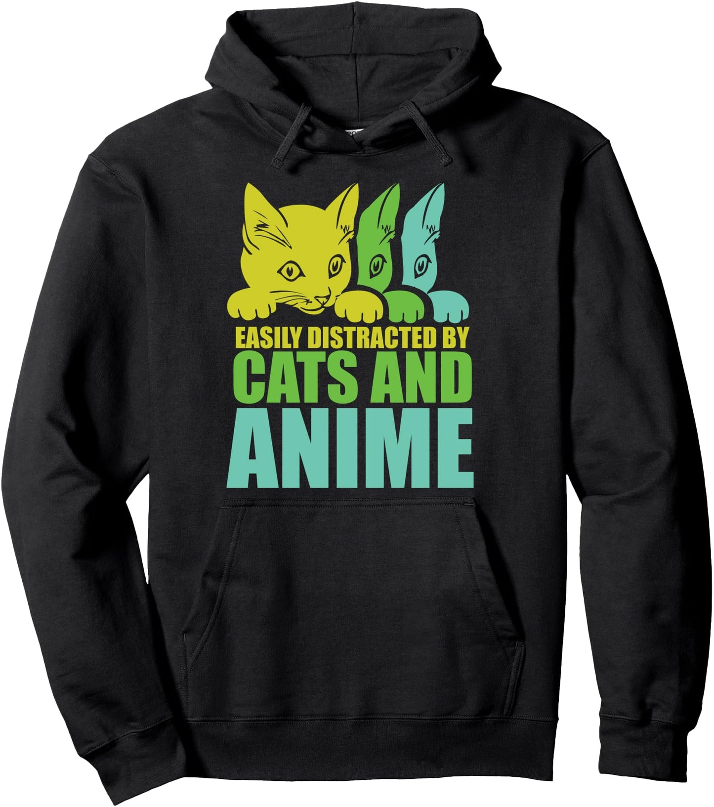 Easily distracted by cats and anime - Cat Anime Pullover Hoodie