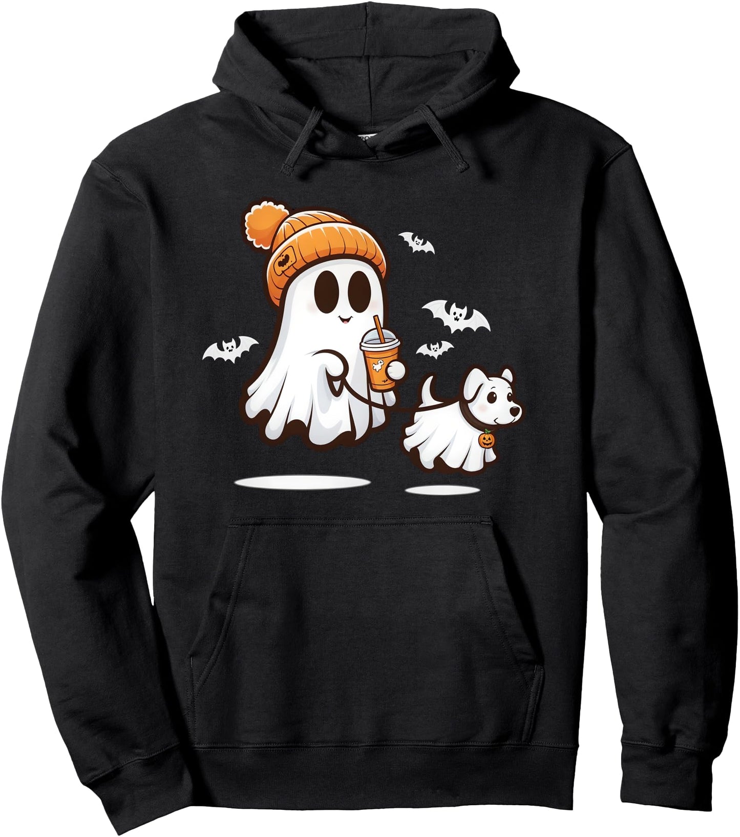 Funny Ghost Walking Dog Ghost Dog Halloween Women Men Pullover Hoodie