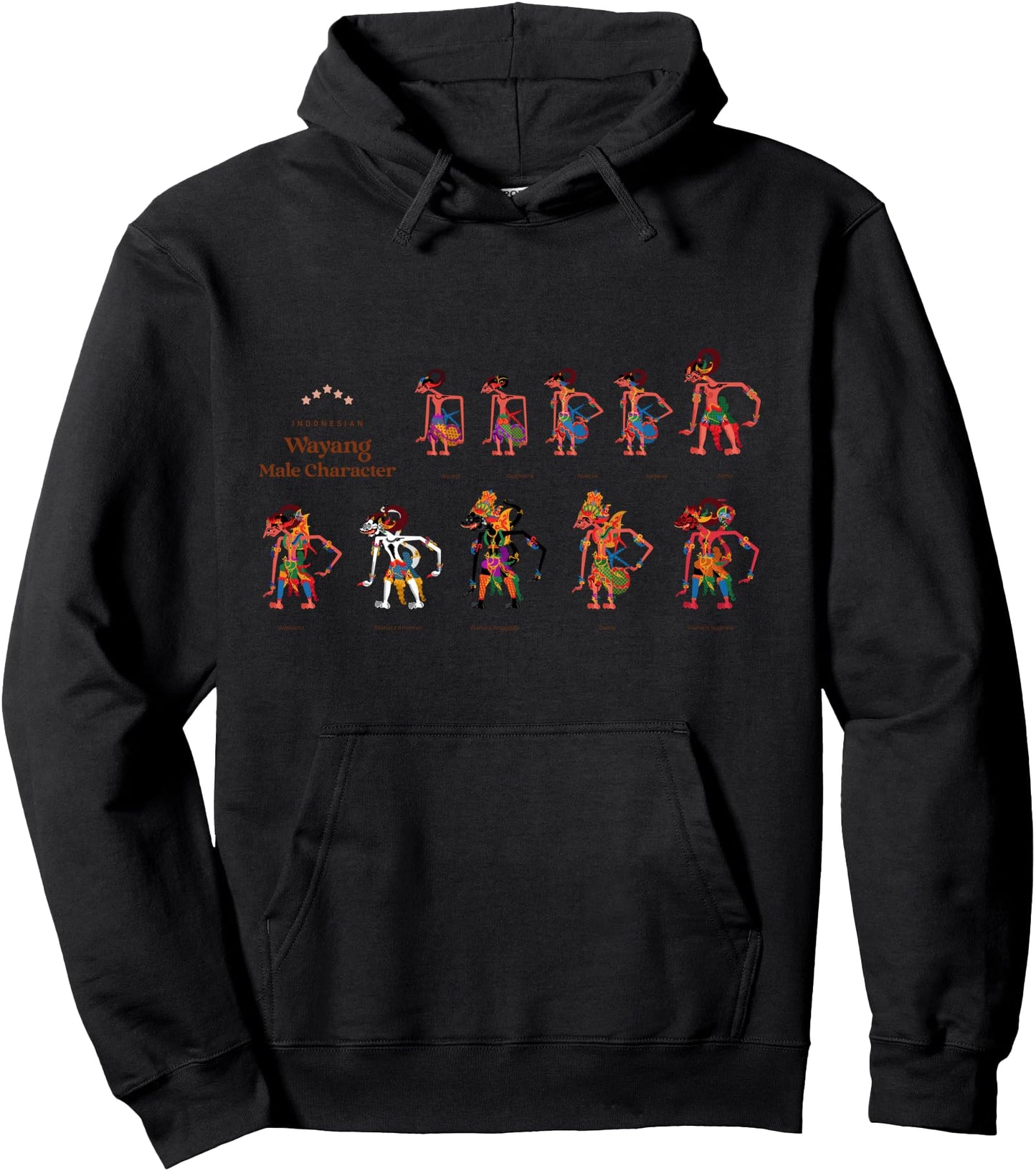 Wayang Male Characters: Heroes of Javanese Shadow Art Pullover Hoodie
