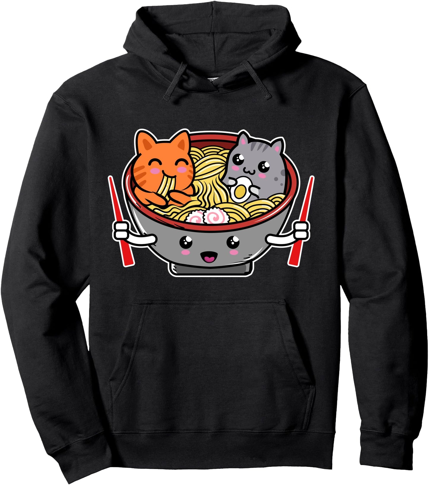 Kawaii Japanese Anime Ramen Noodle Cat Hoodie Pullover Hoodie