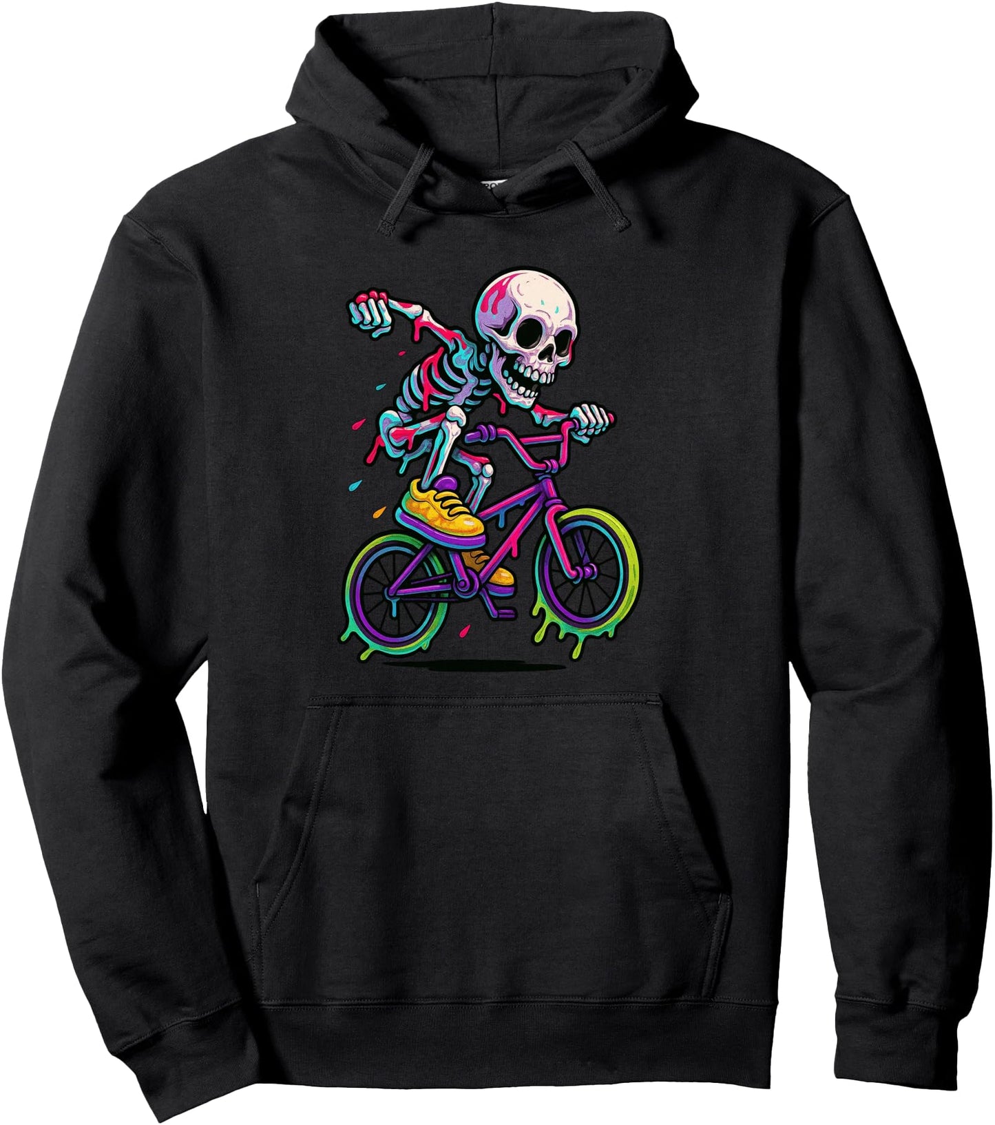 Skeleton Biking Cycling Drip Ice Cream Drip Pullover Hoodie