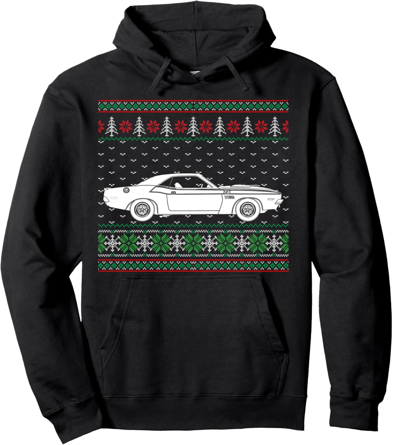 Challenger Ugly Christmas Sweater Hoodie - Classic Car Shirt