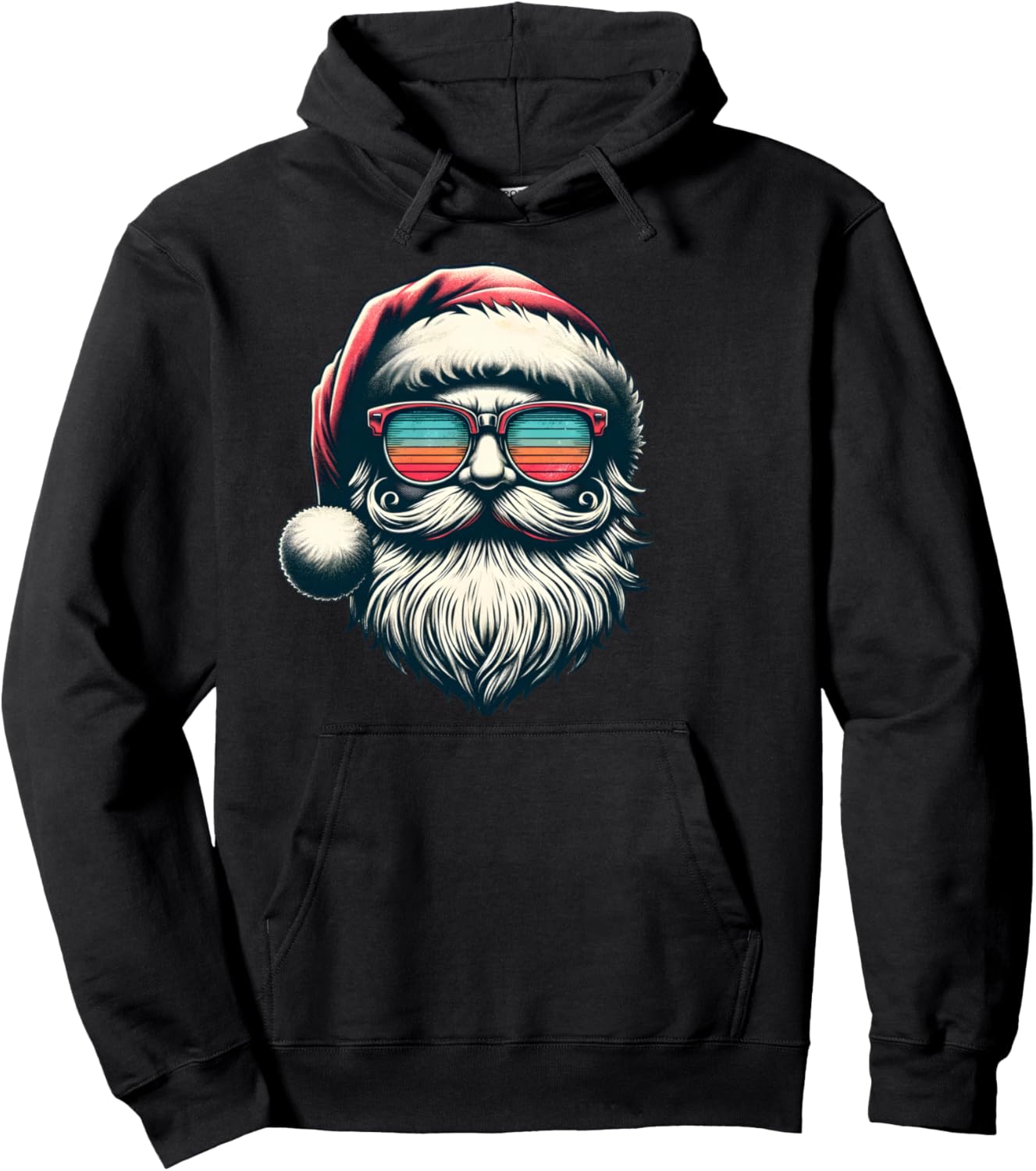 Santa Face Retro Sunglasses Christmas Xmas Men Women Kids Pullover Hoodie
