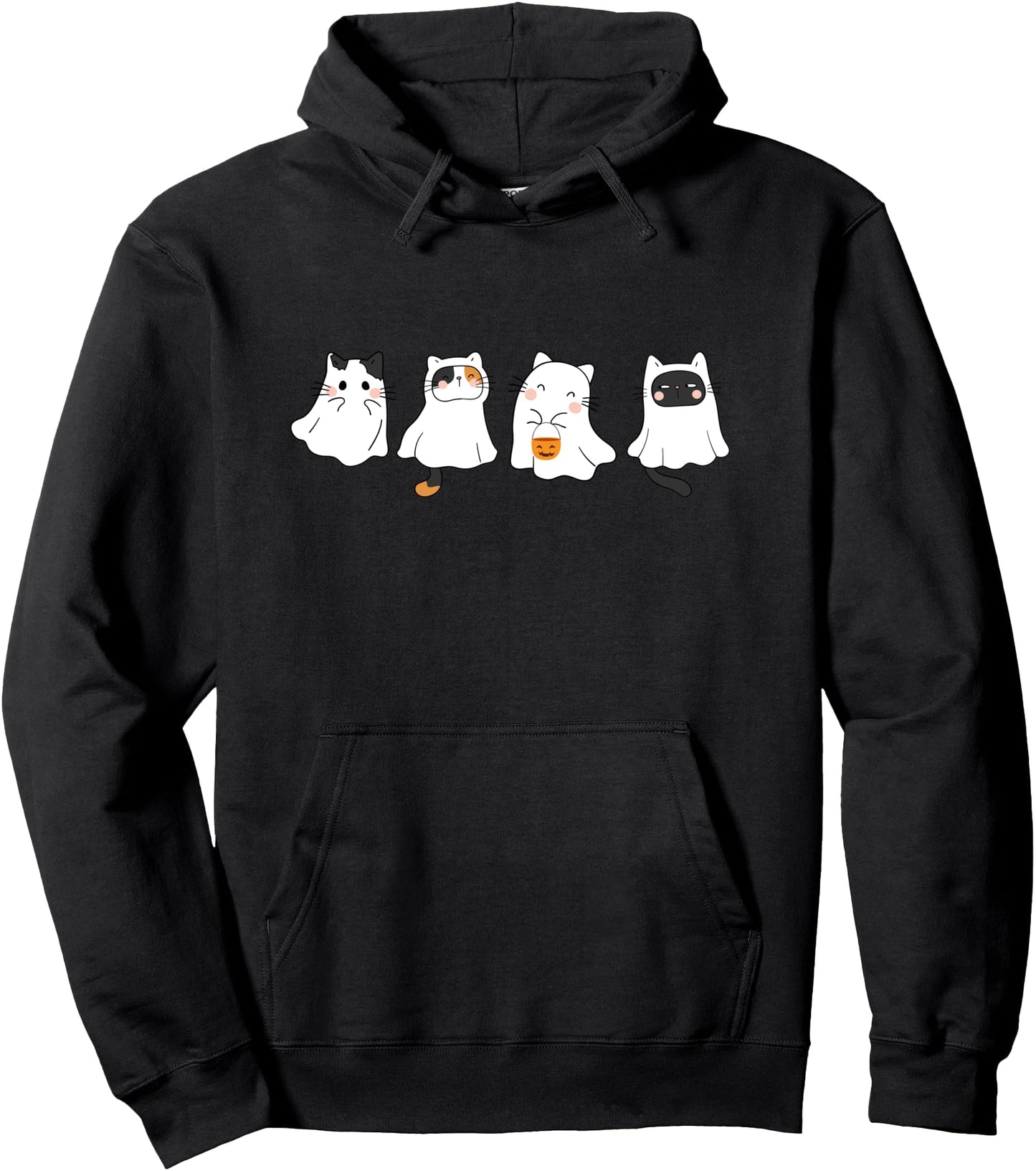 Cute Halloween Cat Ghost Costume for women Pullover Hoodie