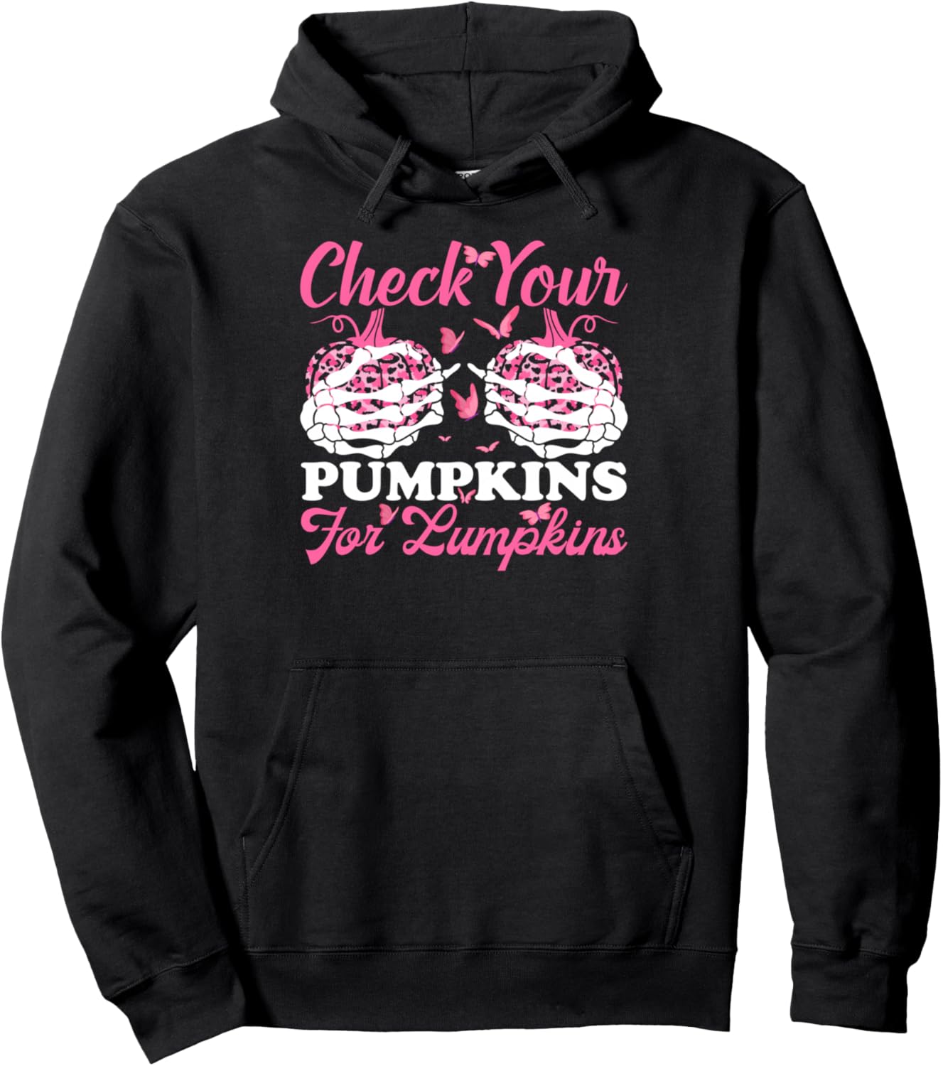 Check Your Pumpkins Breast Cancer Awareness Halloween Women Pullover Hoodie
